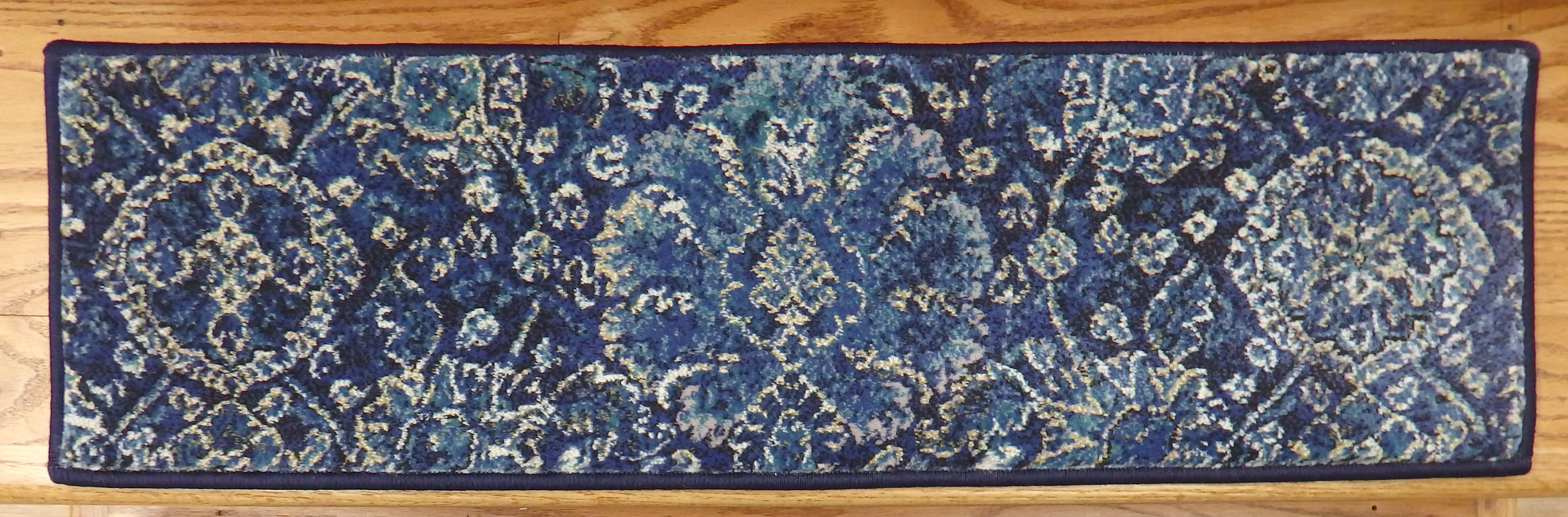 Couristan Stair Treads Blue Stair Treads 6335-3151 in 31in x 9in With Matching Area Rugs