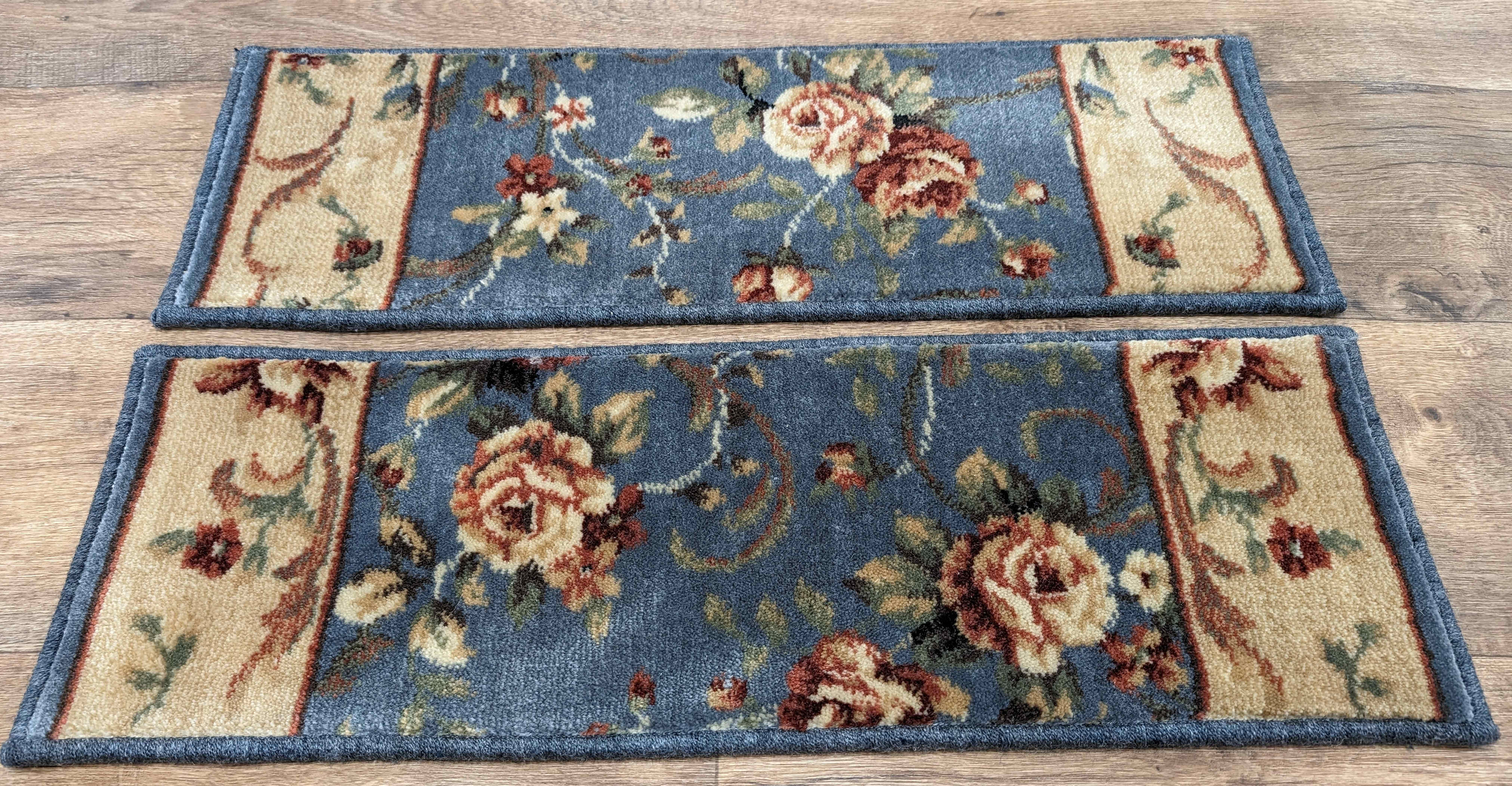 Premium Carpet Stair Treads Blue Stair Treads 26in x 9in Set of 14 and 26in x 4Ft Landing Rug