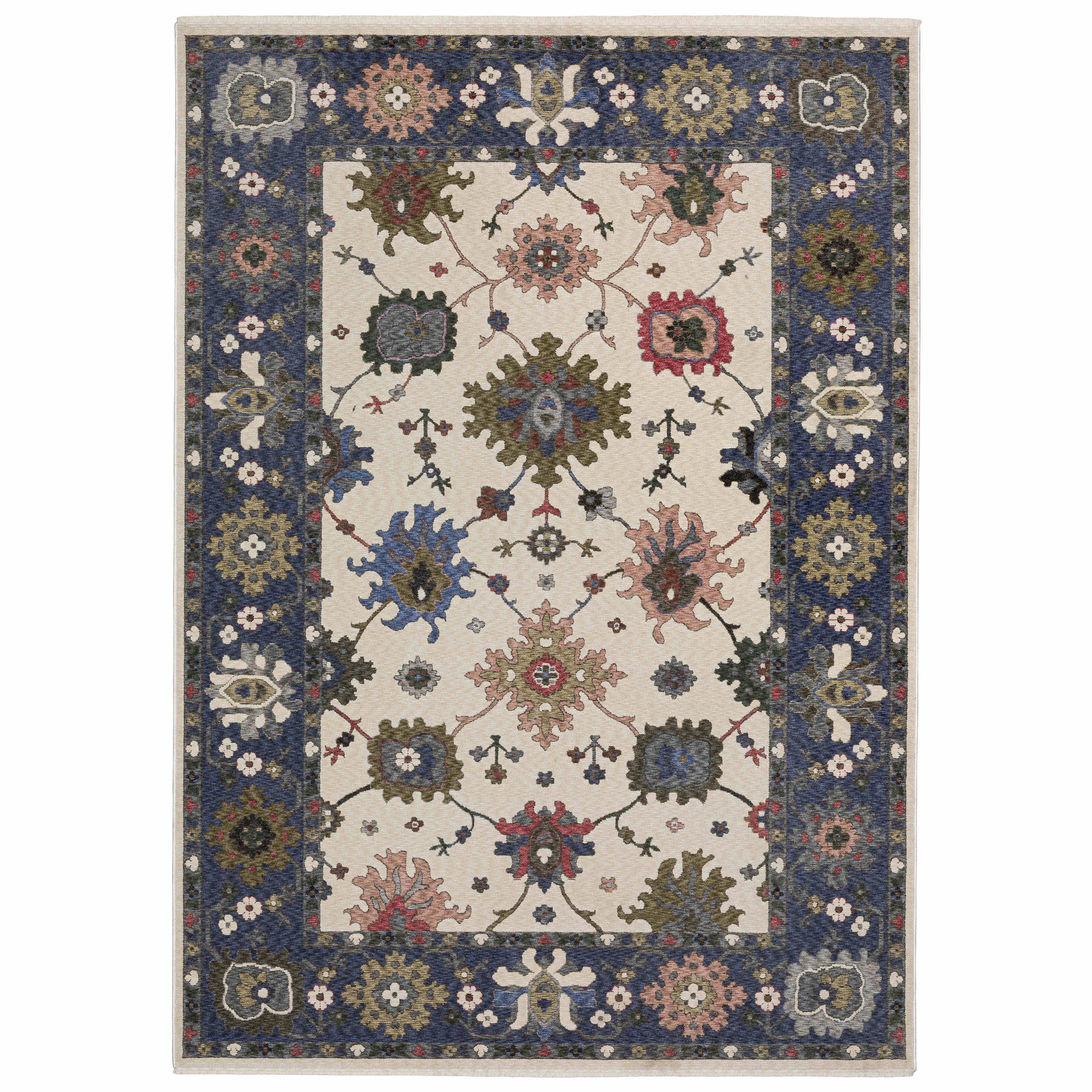 Oriental Weavers Area Rugs Hastings Area Rugs HA01e Ivory/Blue in Many Sizes