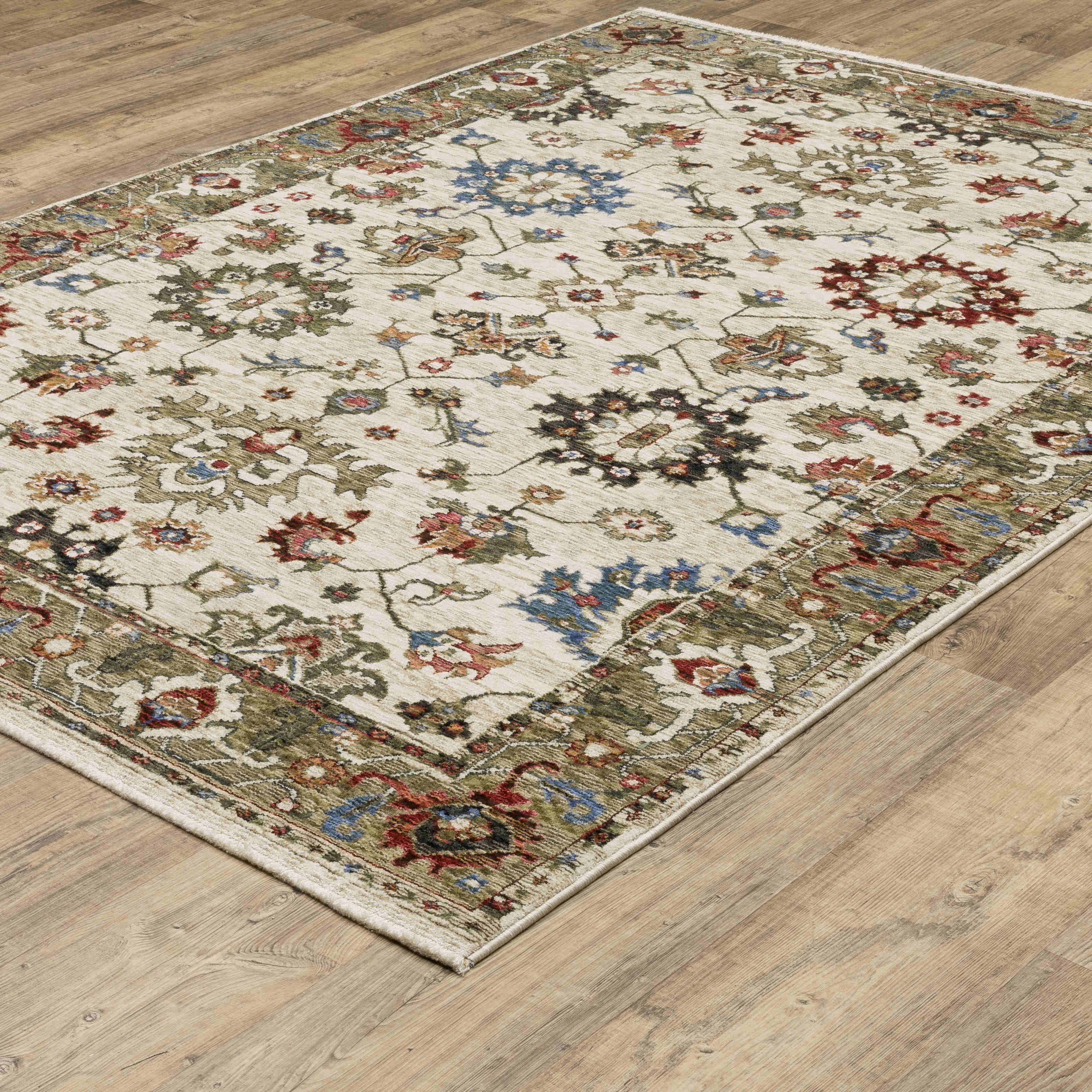 Oriental Weavers Area Rugs Hastings Area Rugs HA03w Ivory-Green in Many Sizes