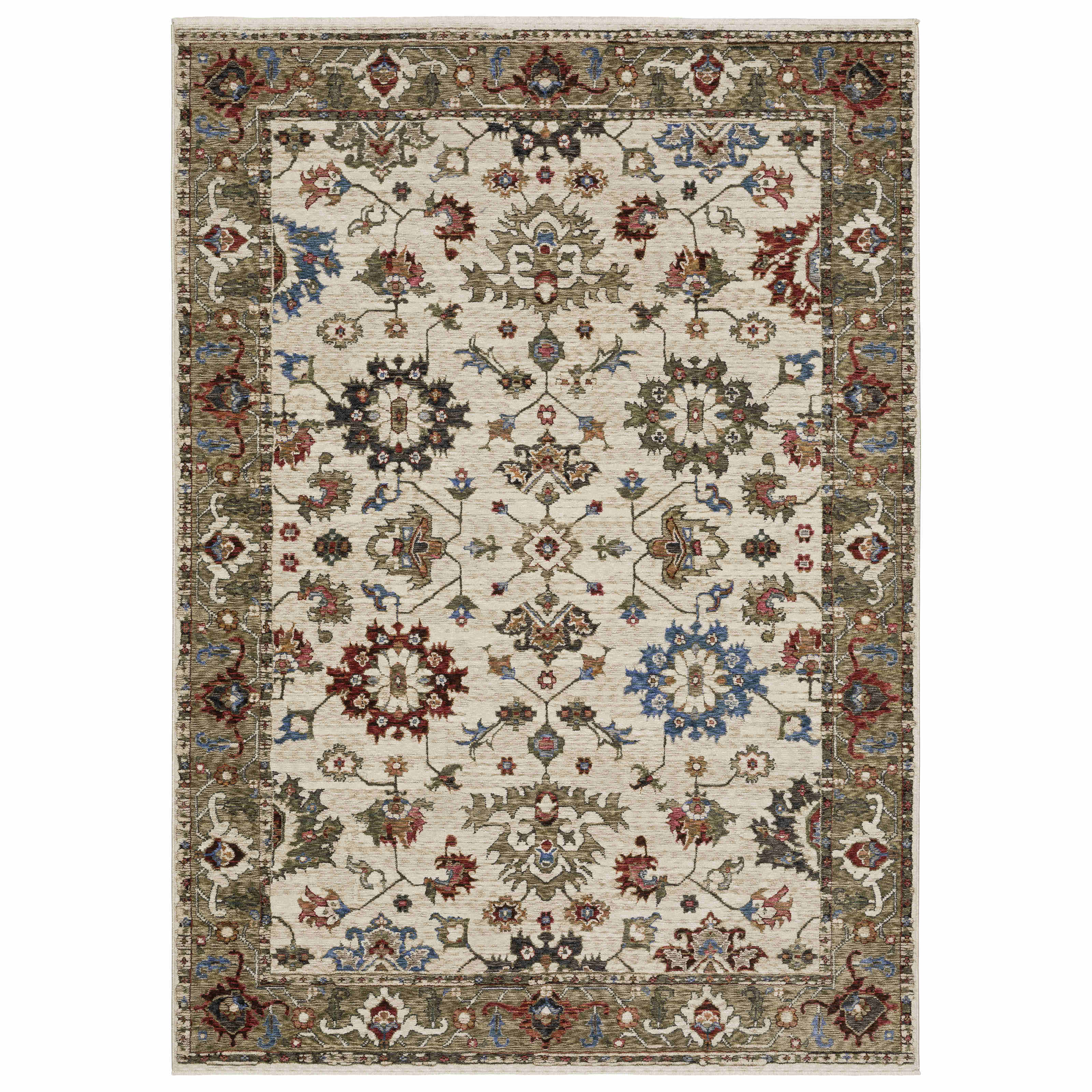 Oriental Weavers Area Rugs Hastings Area Rugs HA03w Ivory-Green in Many Sizes