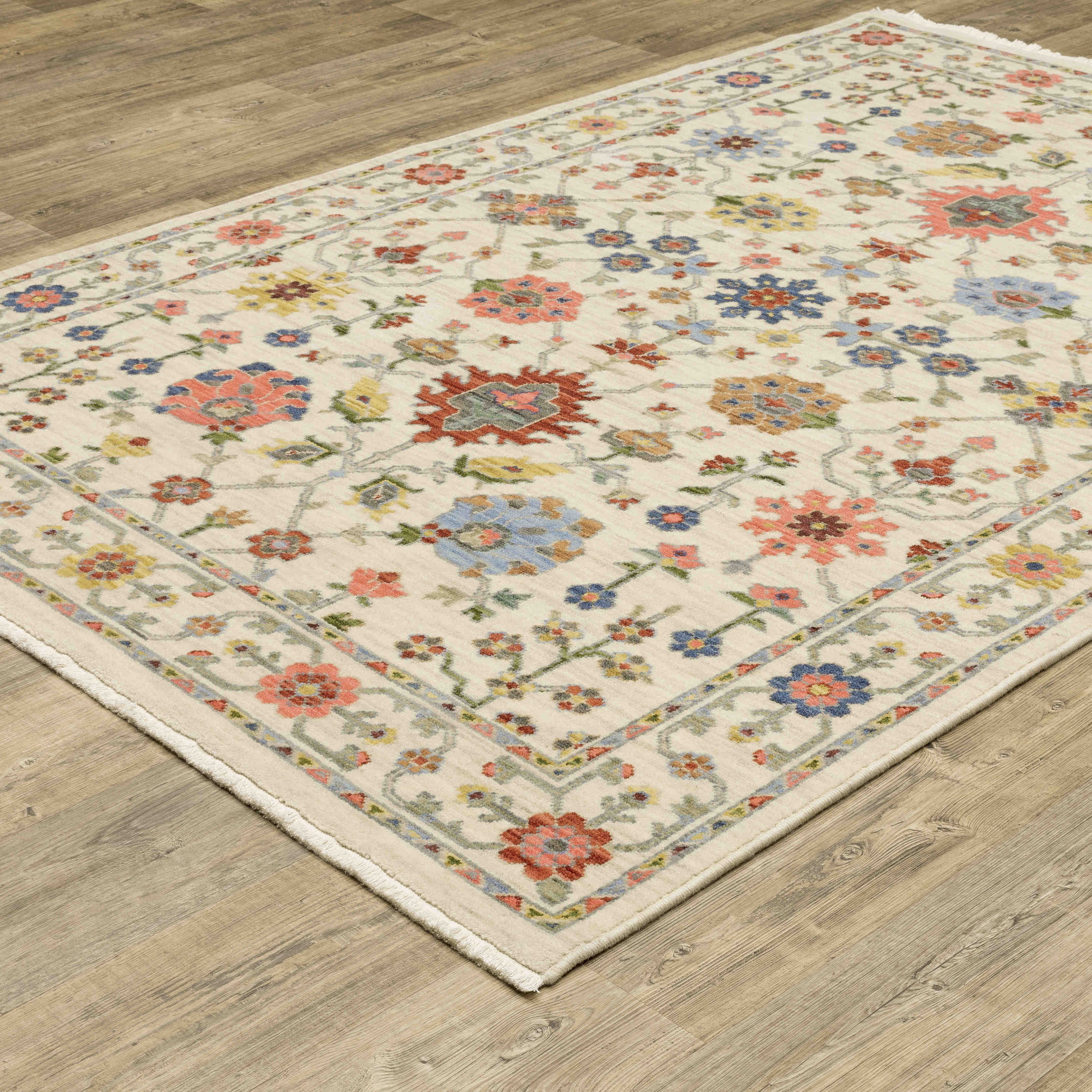 Oriental Weavers Area Rugs Lucca Area Rugs 93w Oushak Ivory Wool-Nylon Blend In 8 Sizes