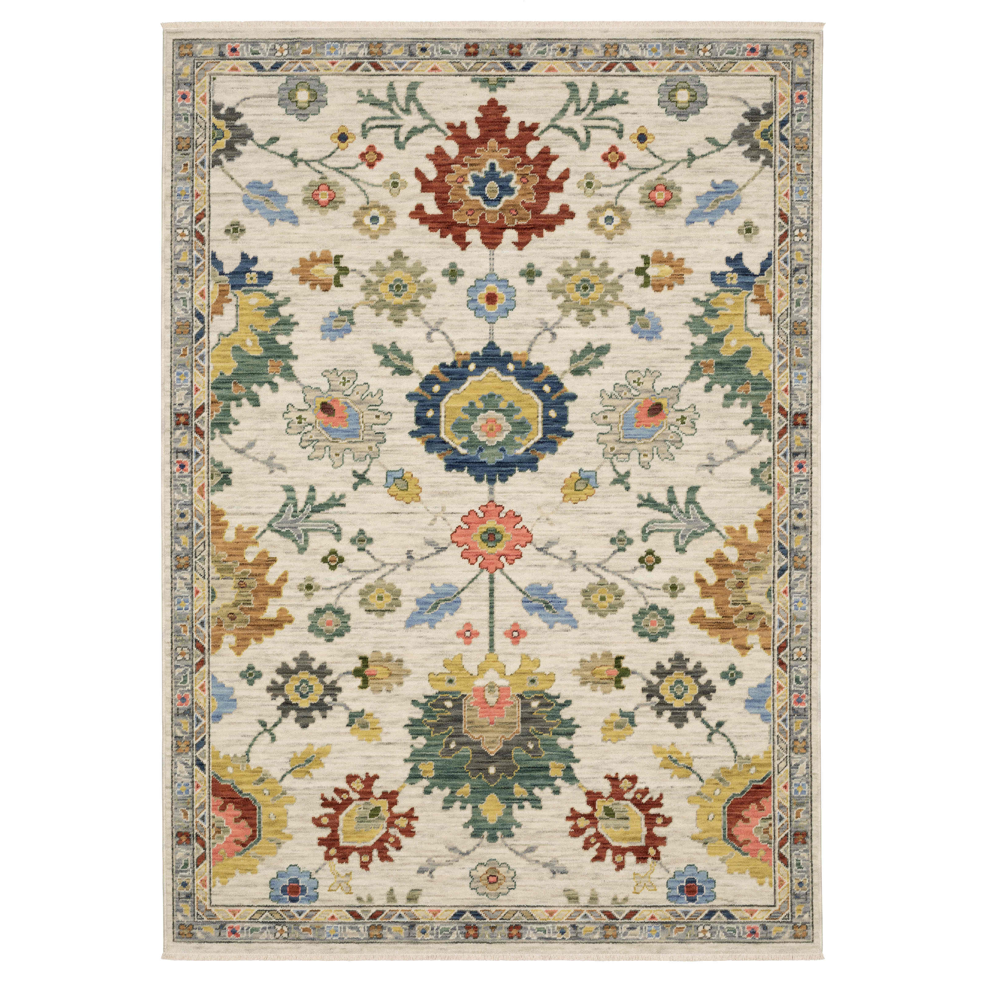 Lucca Area Rugs 2888L Ivory Oushak Wool-Nylon In 8 Sizes By OW Rugs
