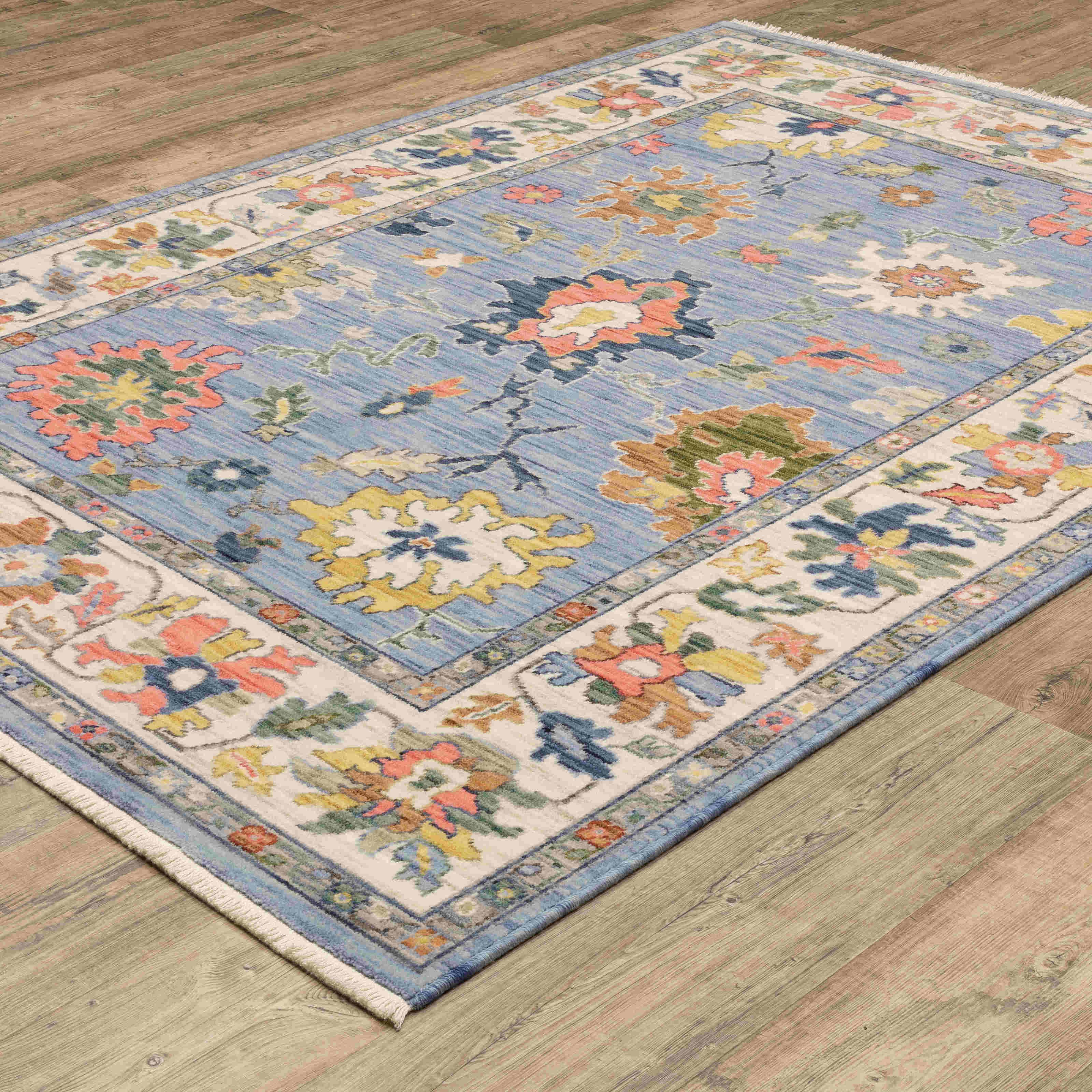 Lucca Area Rugs 2889a Lt Blue Oushak Wool-Nylon In 8 Sizes By OW Rugs