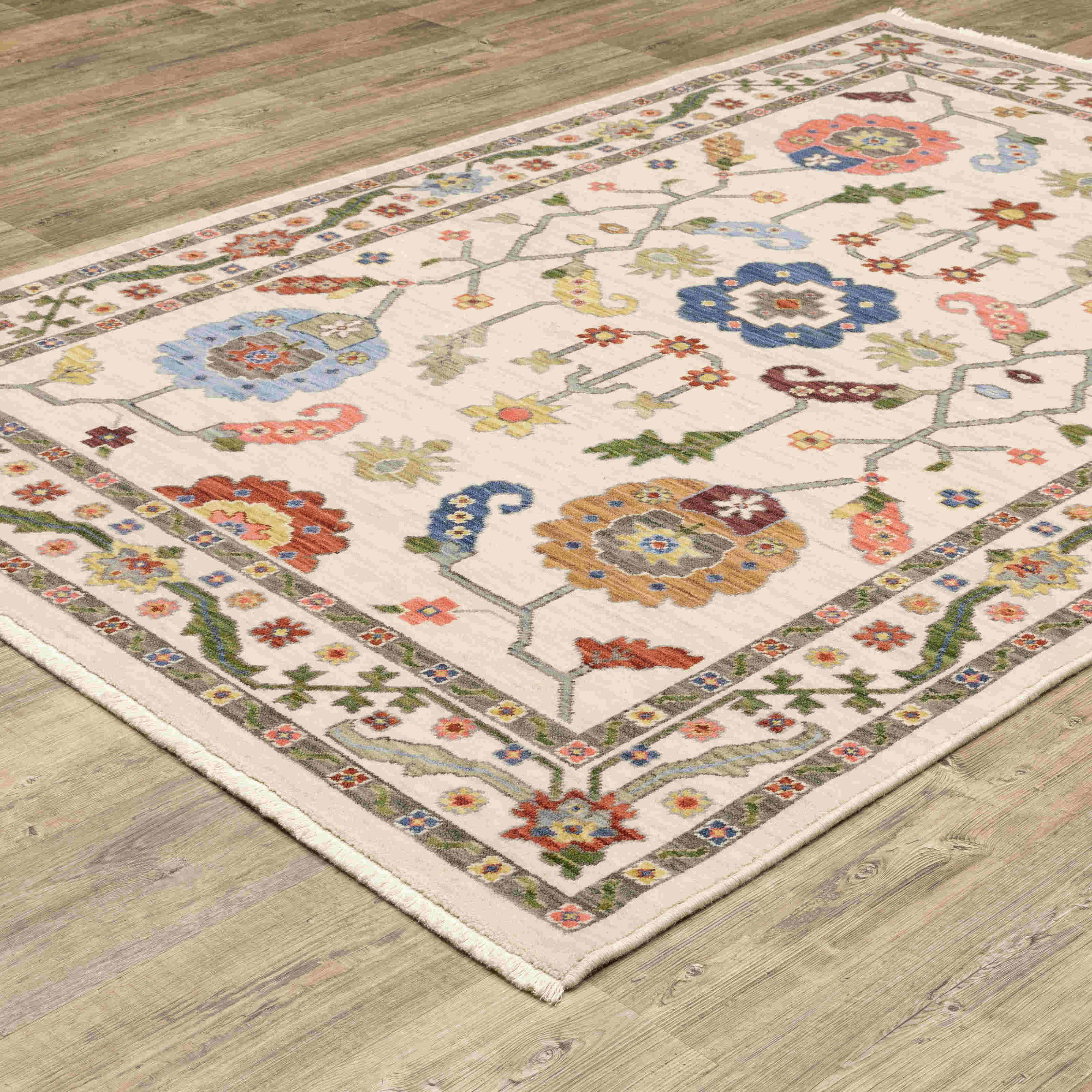 Lucca Area Rugs 5506w Ivory Oushak Wool-Nylon In 8 Sizes By OW Rugs