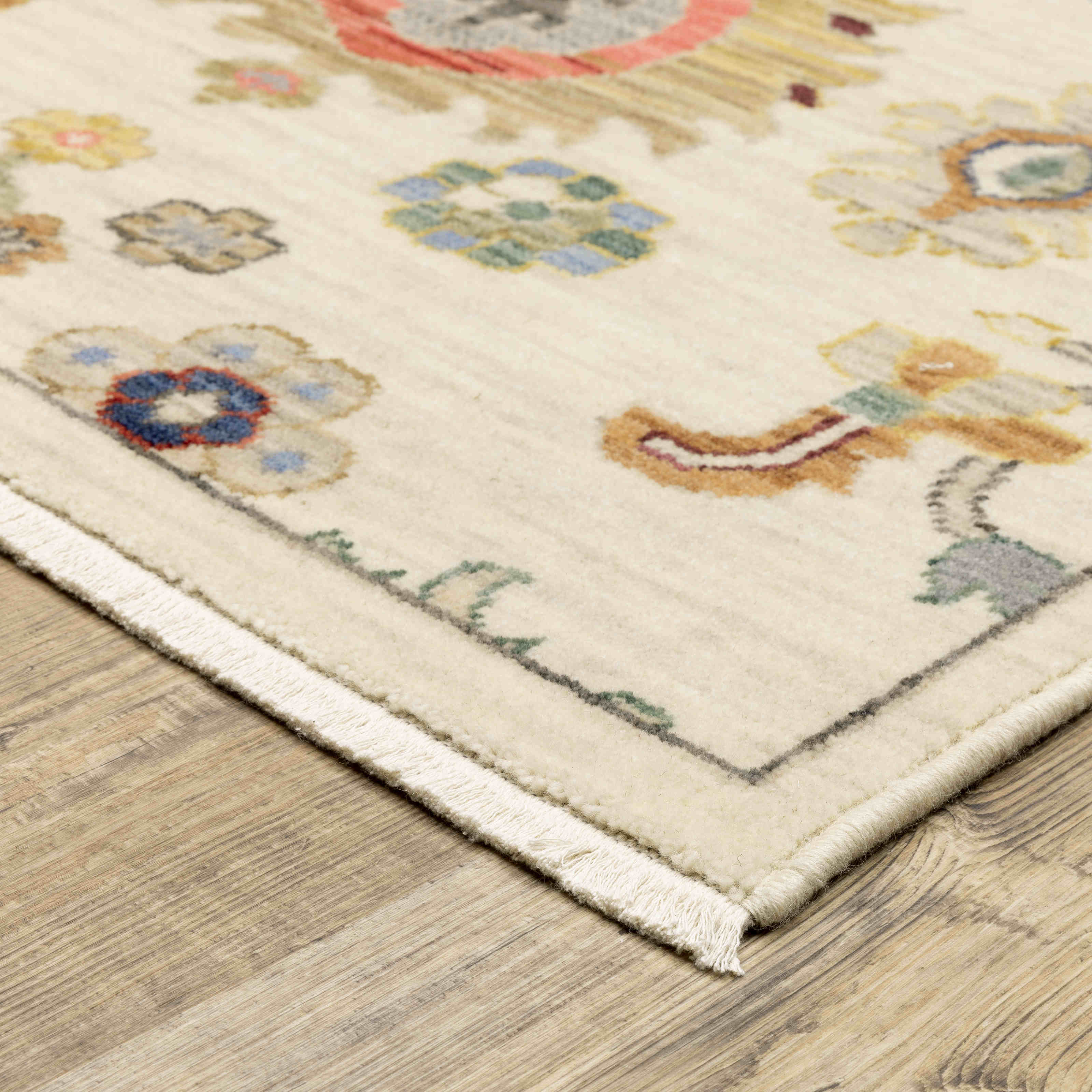Lucca Area Rugs 5507w Oushak Ivory Wool-Nylon Blend In 8 Sizes