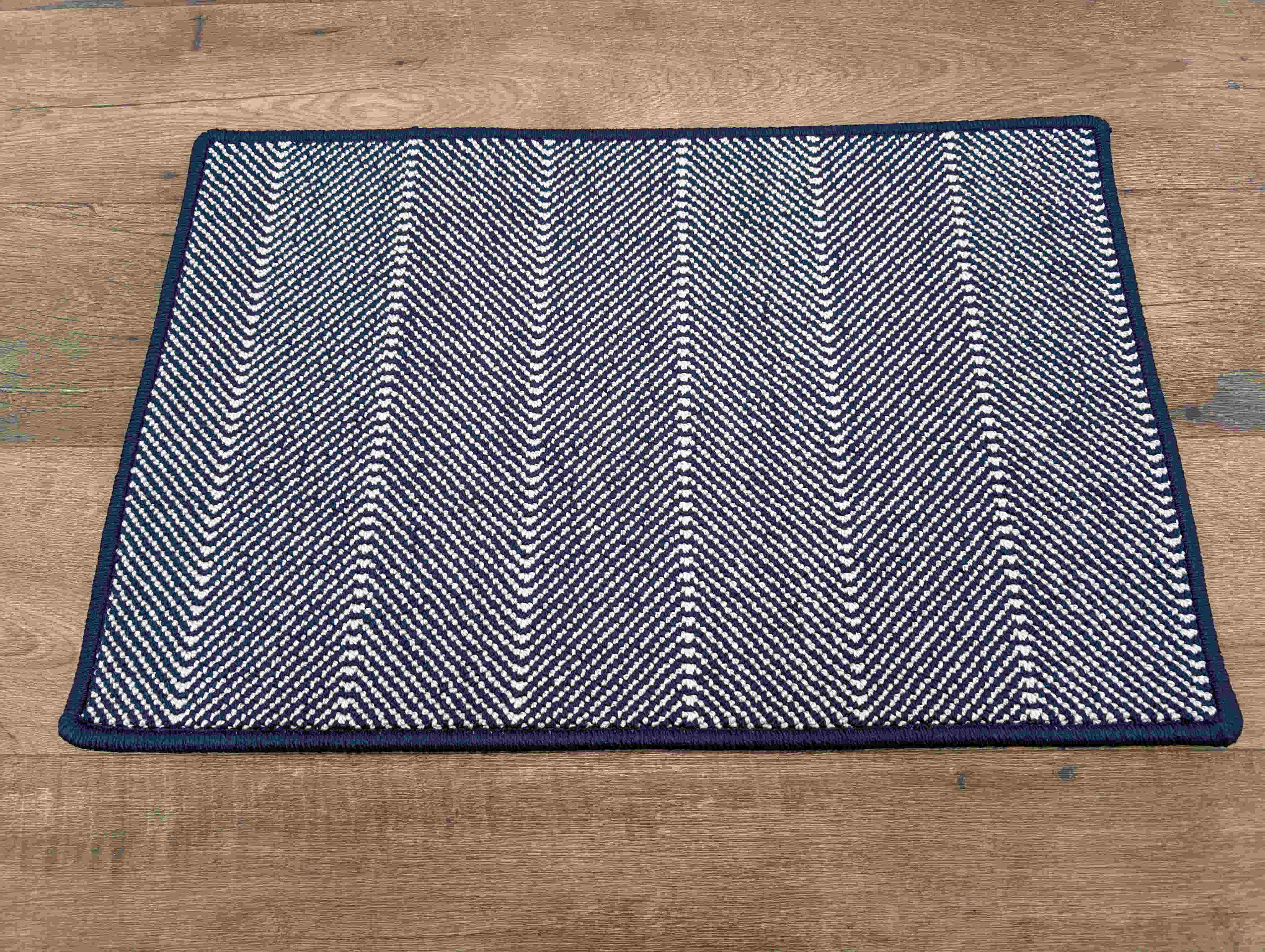 Prestige Mills Stair Runners Navy Herringbone Stair Runner-Stair Treads and Matching Area Rugs