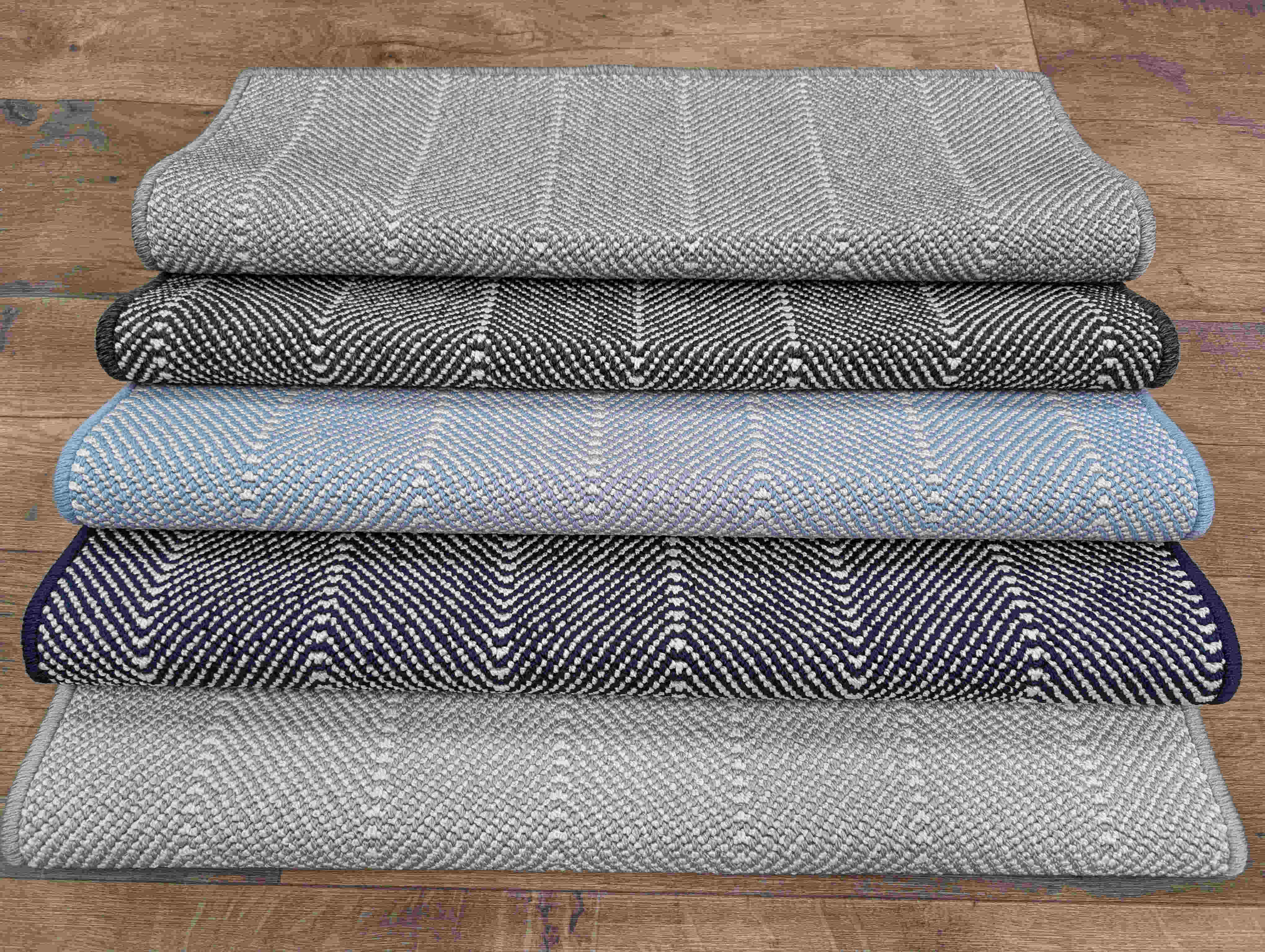 Prestige Mills Stair Runners Navy Herringbone Stair Runner-Stair Treads and Matching Area Rugs