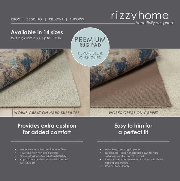 Rizzy Home Pad Rug Pad Premiun Thin For Non Slip and Low Profile