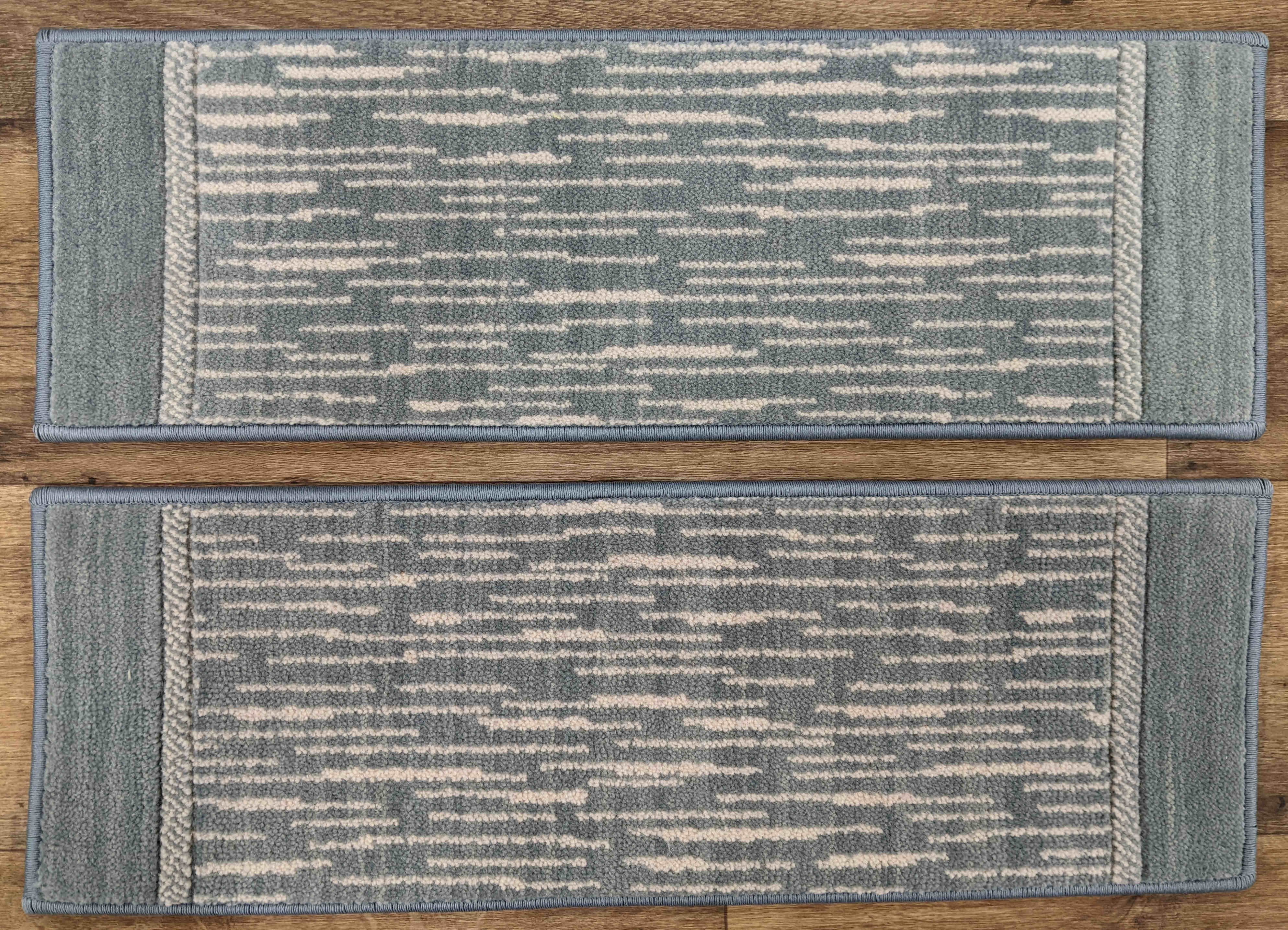 Rug Depot Home Blue Stair Treads 27in x 9in Wellington Coastline Wool Blend