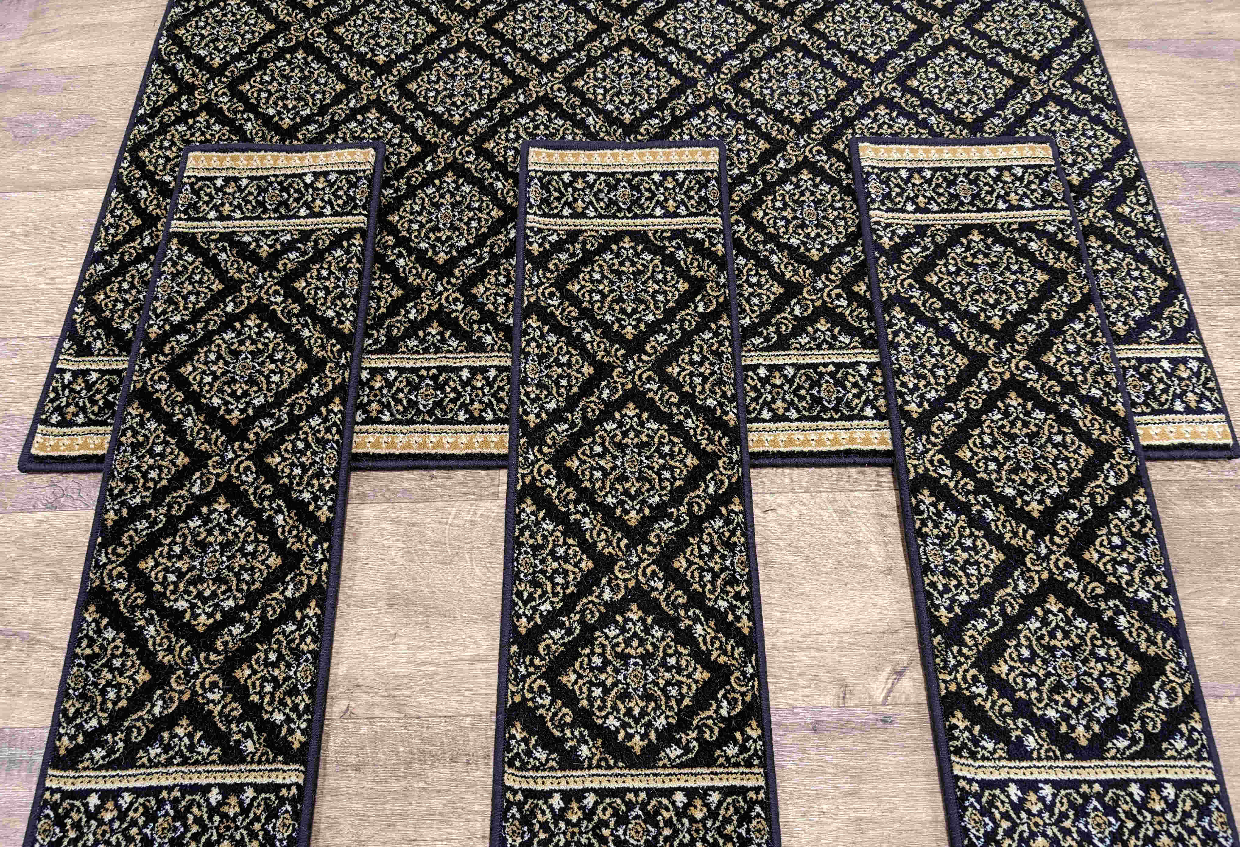 Rug Depot Home Carpet Stair Treads Black Stair Treads 31 in x 9in Set of 14Pcs and Landing Rug