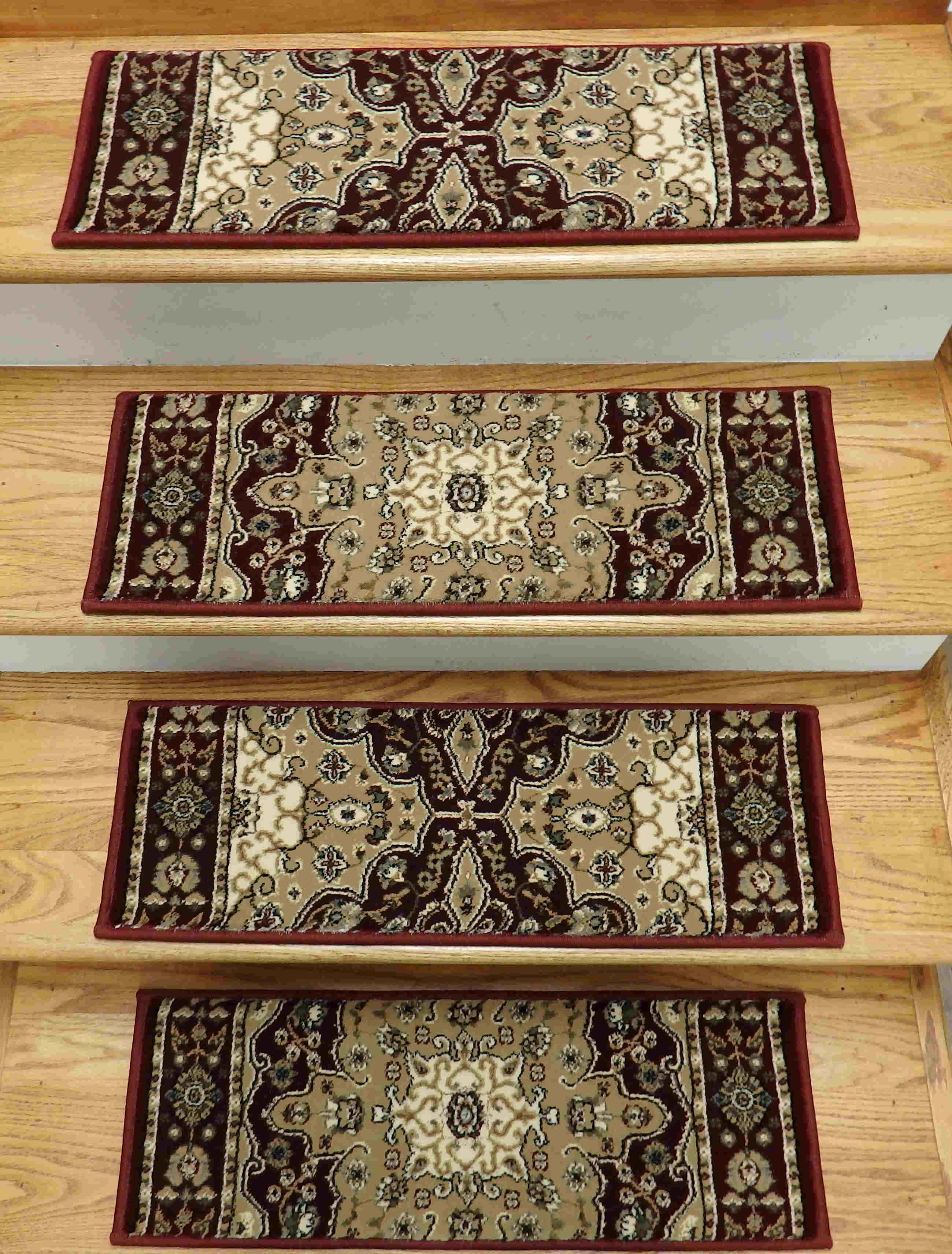Rug Depot Home Stair Treads Red Stair Treads Triumph Med Set of 14 Pcs 26in x 9in