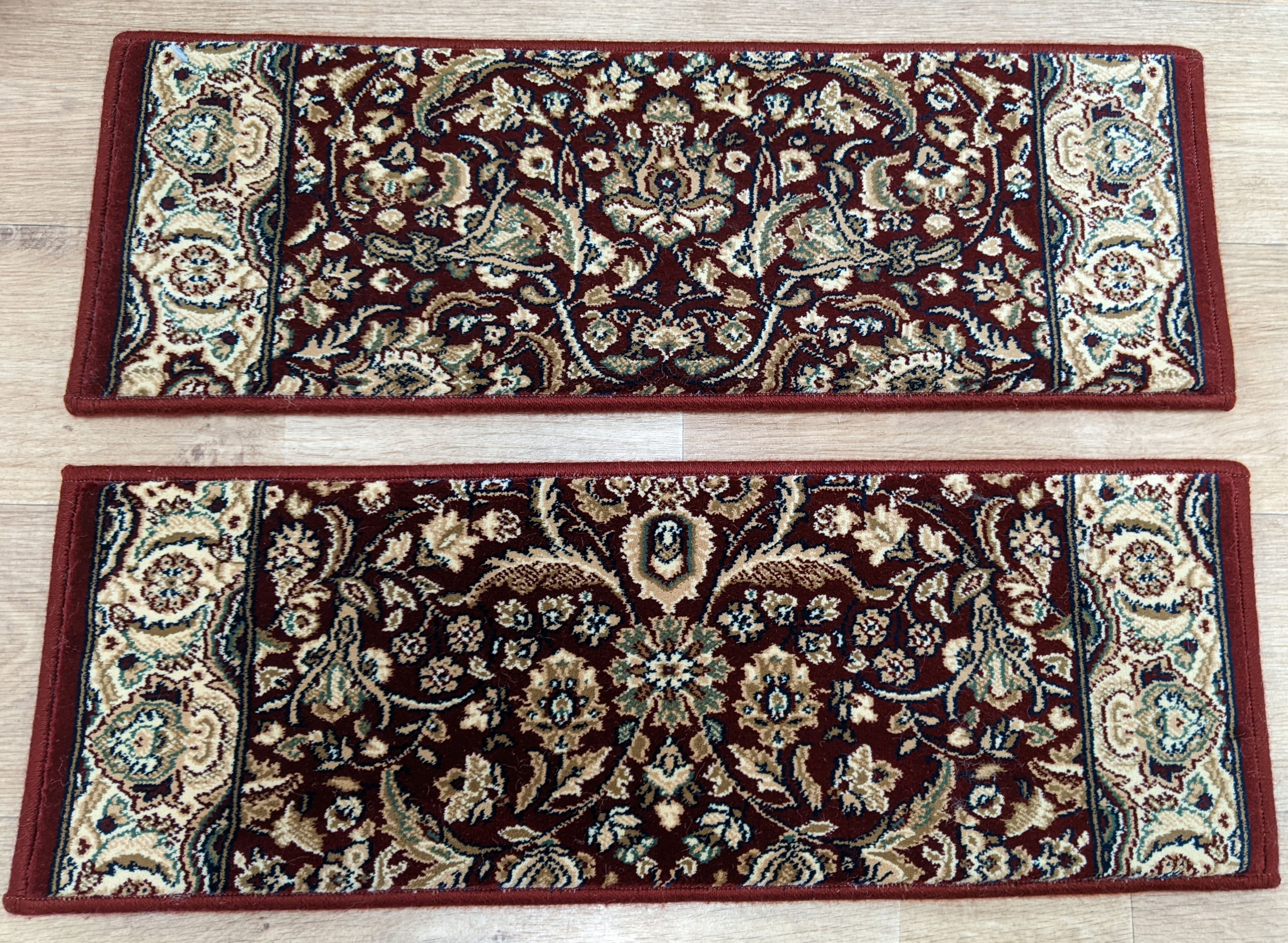 Rug Depot Home Stair Treads Regency Red Stair Treads 26in x 9in Set of 14 With a 2x3 Landing Rug