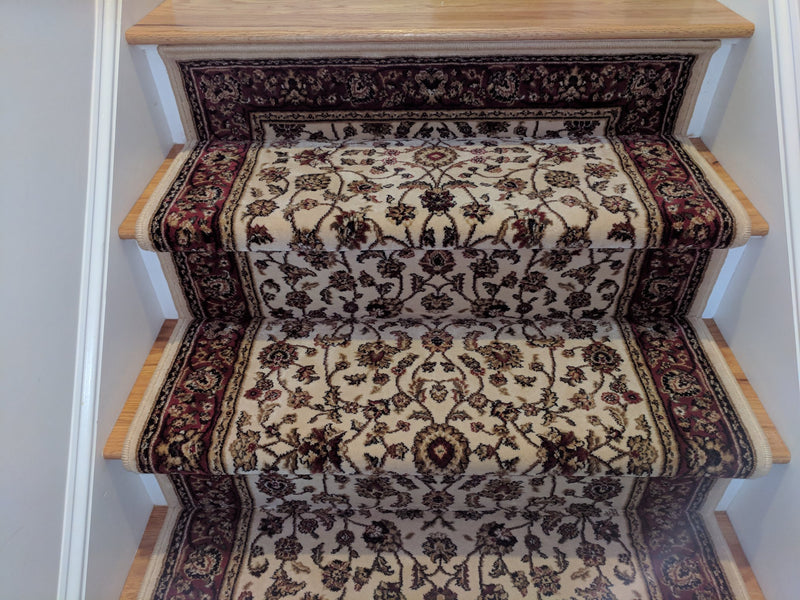 Central Oriental Stair Runners Dimensions Ivory Stair Runner 4341.14C - 33in-Sold By the Foot