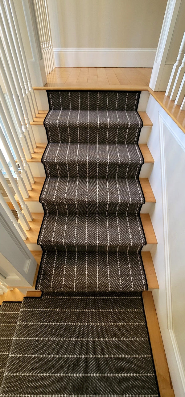 Couristan Stair Runners Addington 6251-0002 Charcoal Herringbone Wool Assorted Products