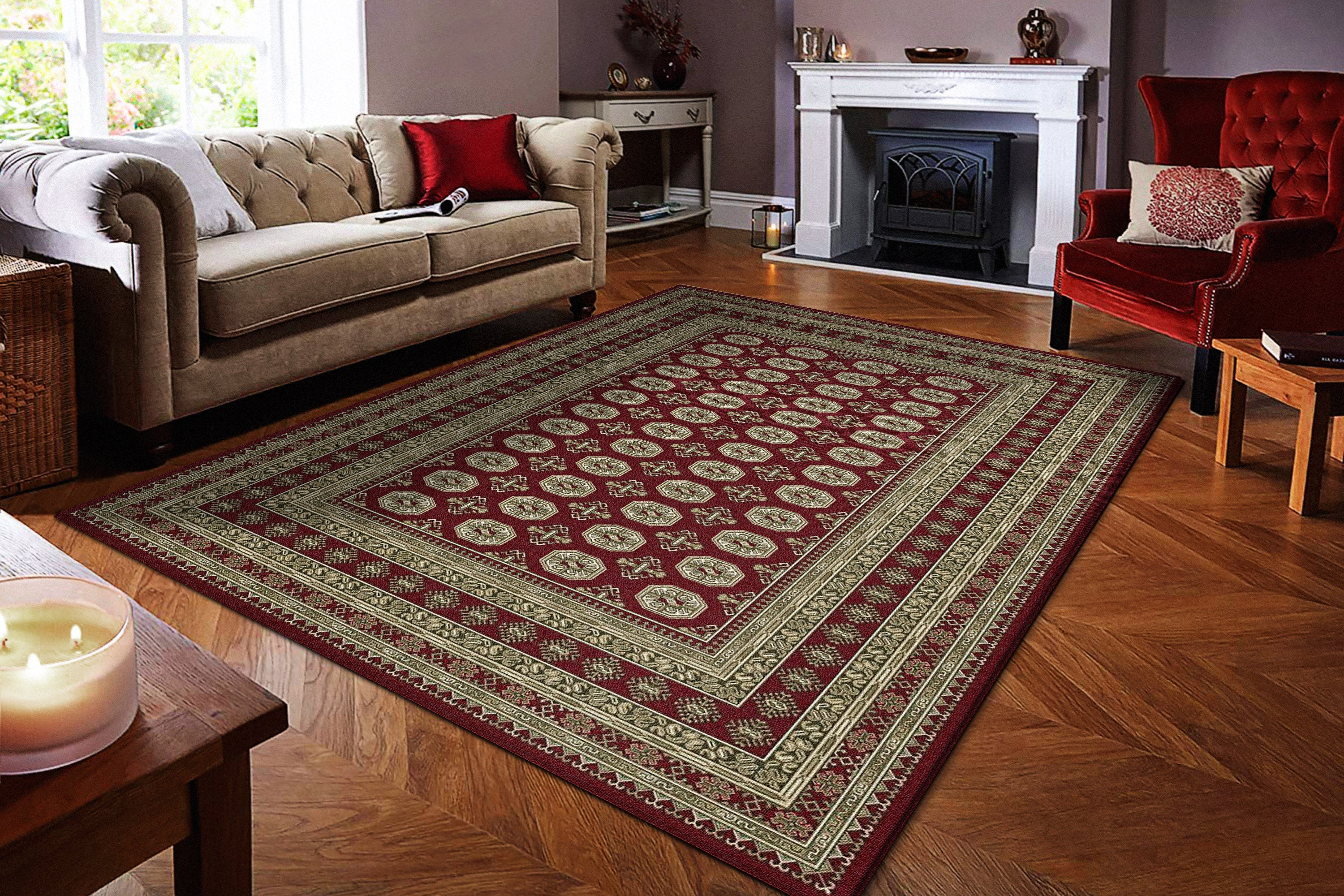 Ancient Garden Red Area Rugs
