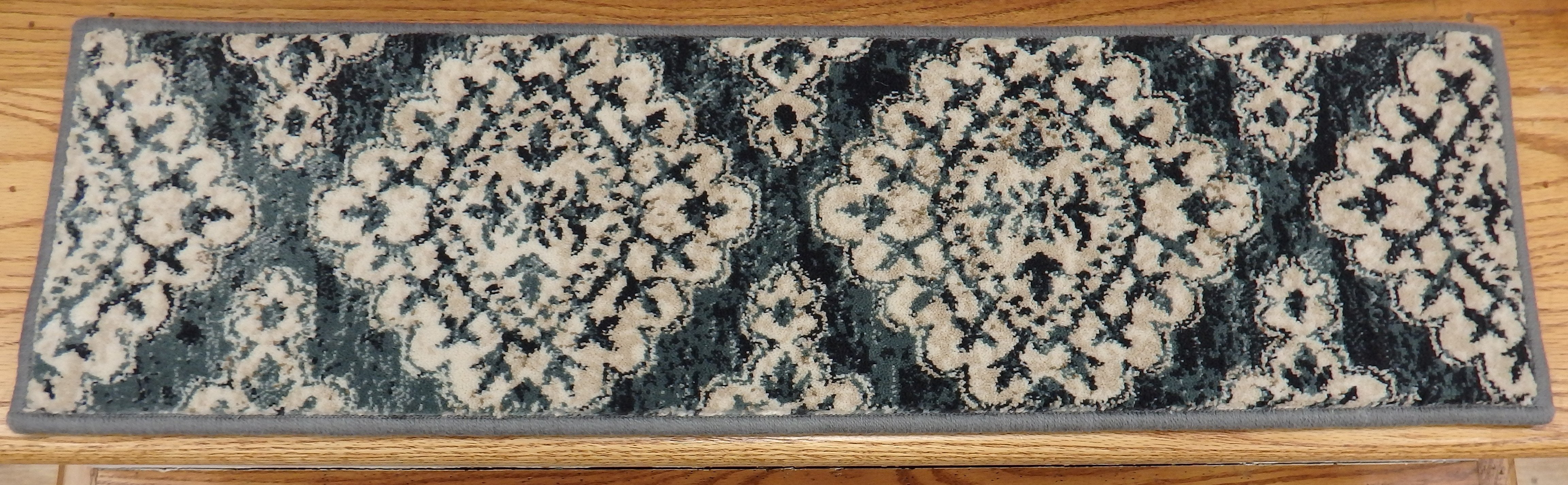 Dynamic Rugs Stair Treads Stair Treads Blue 985015-119 31in x 9in Set of 13 With Non Slip Pads