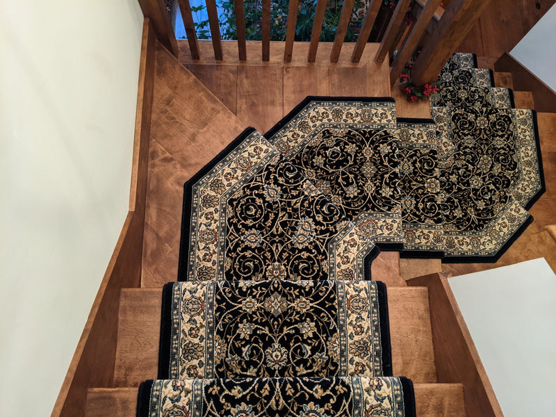 Dynamic Stair Runner Ancient Garden Navy Stair Runner 57120-3464-26 and 31 In Sold By the Foot