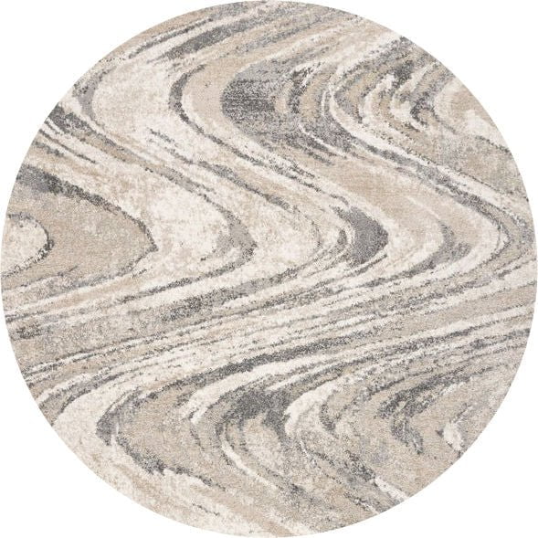 Kas Rugs Area Rugs 5.3 Round Hue Area Rugs 4752 Natural Groove Beige-Grey In 16 Sizes