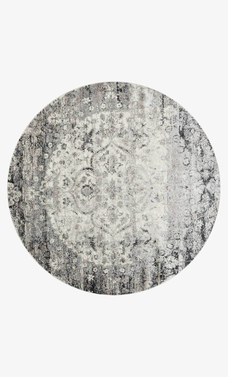 Round loloi  area rugs 5.3 x 5.3 RD Anastasia Area Rugs By Loloi Rugs AF-06 Ink-Ivory in 15 Sizes