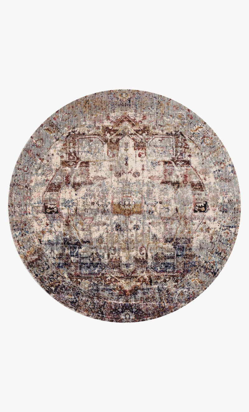Round loloi area rugs 5.3 x 5.3 RD Anastasia Area Rugs By Loloi Rugs AF-08 Slate-Multi in 15 Sizes