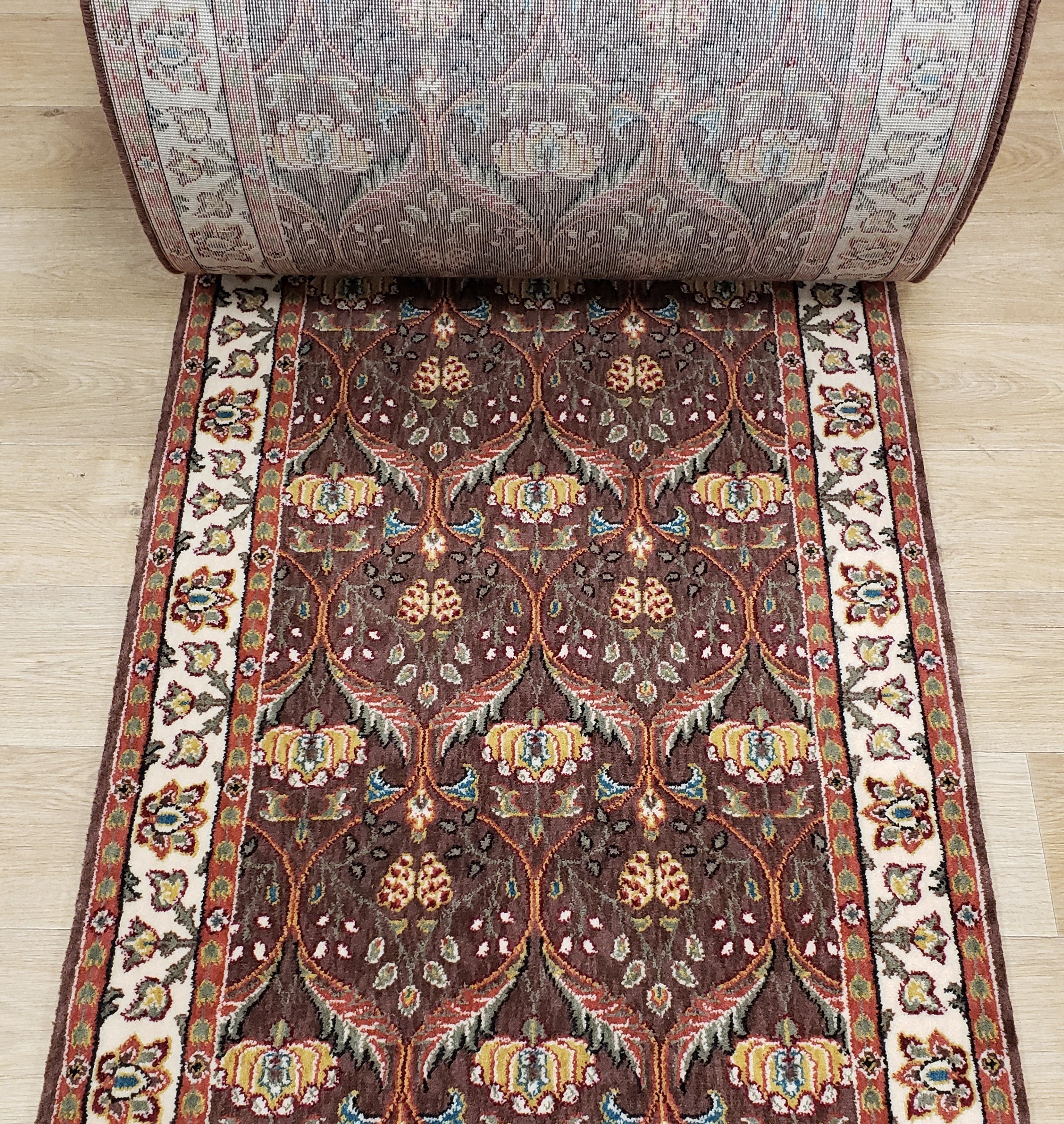 Momeni Stair Runner 30 in x 1 ft-Sold By The Foot Persian Garden Brown Stair Runner PG12 Cocoa-30In Sold By the Foot