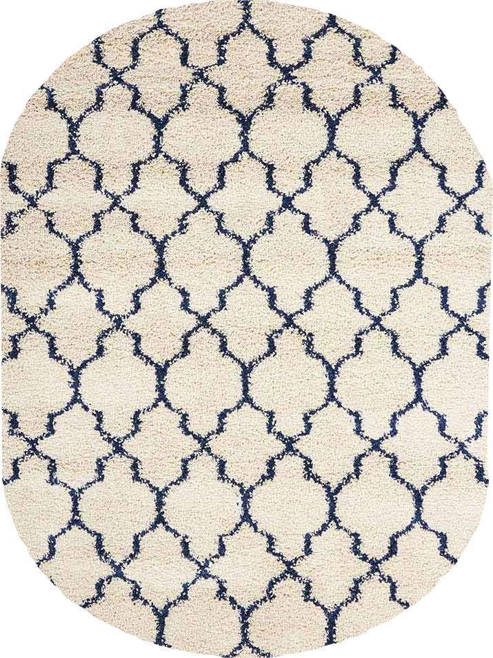 OVAL Nourison Shags Shag Rugs Amore Collection By Nourison Amor2 Ivory-Blue Unique Shapes and Sizes