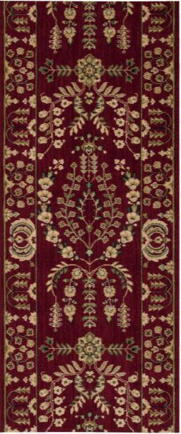 Nourison Stair Runner Grand Parterre Wool Stair Runner PT02-Red 30In Sold By the Foot