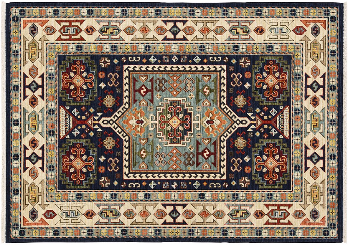 Lilihan Area Rugs 41H Navy Kazak Wool-Nylon Blend In 8 Sizes By OW Rugs