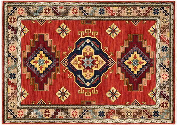 Lilihan Area Rugs 5504p Red Geometric Wool-Nylon Blend In 8 Sizes