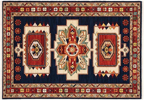 Lilihan Area Rugs 90B Navy Kazak Wool-Nylon Blend In 8 Sizes By OW Rugs
