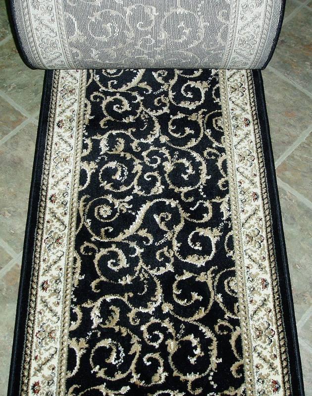 RadiciUsa Stair Runner Como 1599 Black Stair Runner Scroll - 26 inch Sold By the Foot