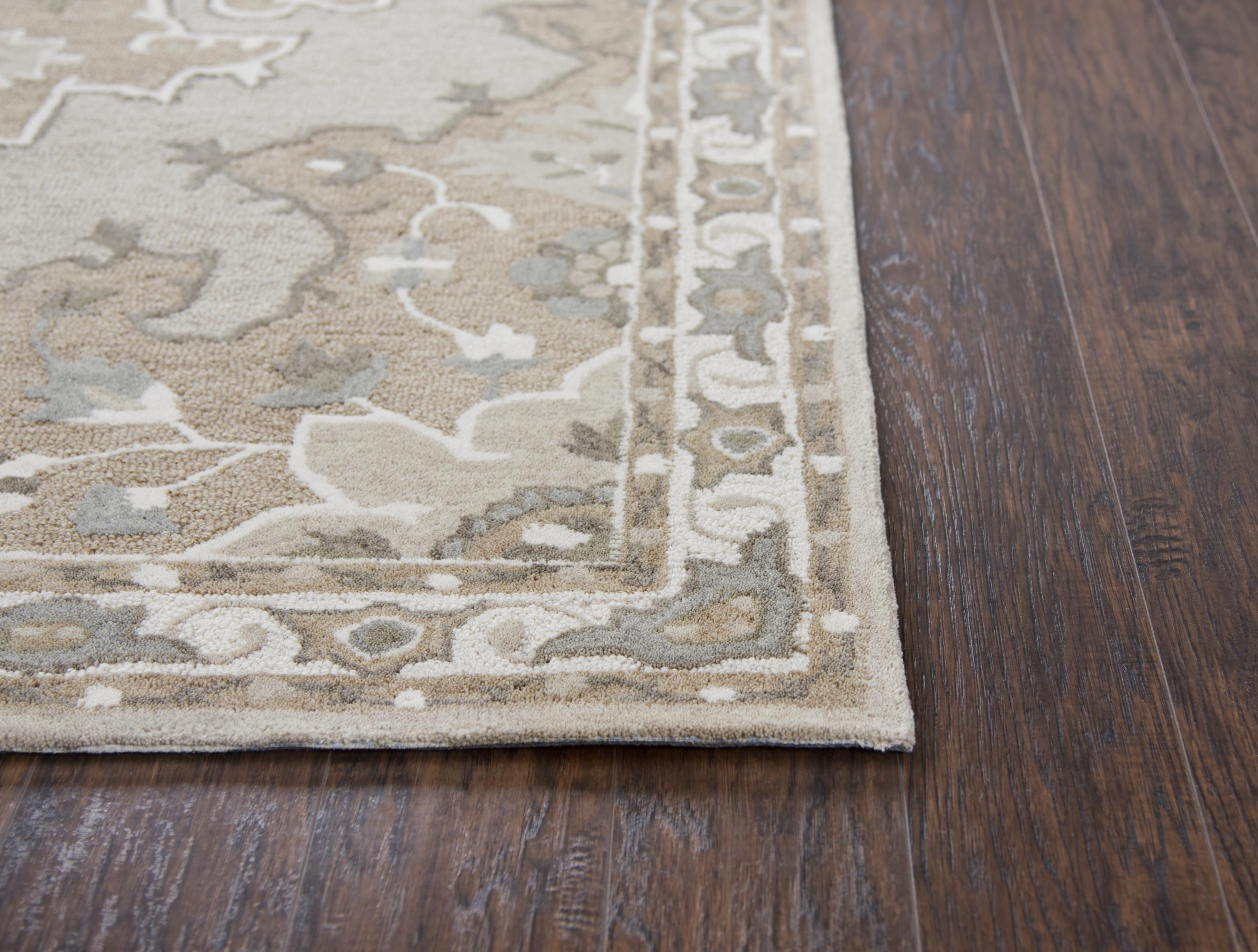 Resonant Area Rugs RS931A Tan Wool Hand Tufted 5 Sizes
