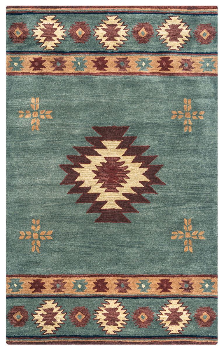 Rizzy Home Area Rugs Southwest Area Rugs SU-2008 Green Hand Tufted 100% Wool From India