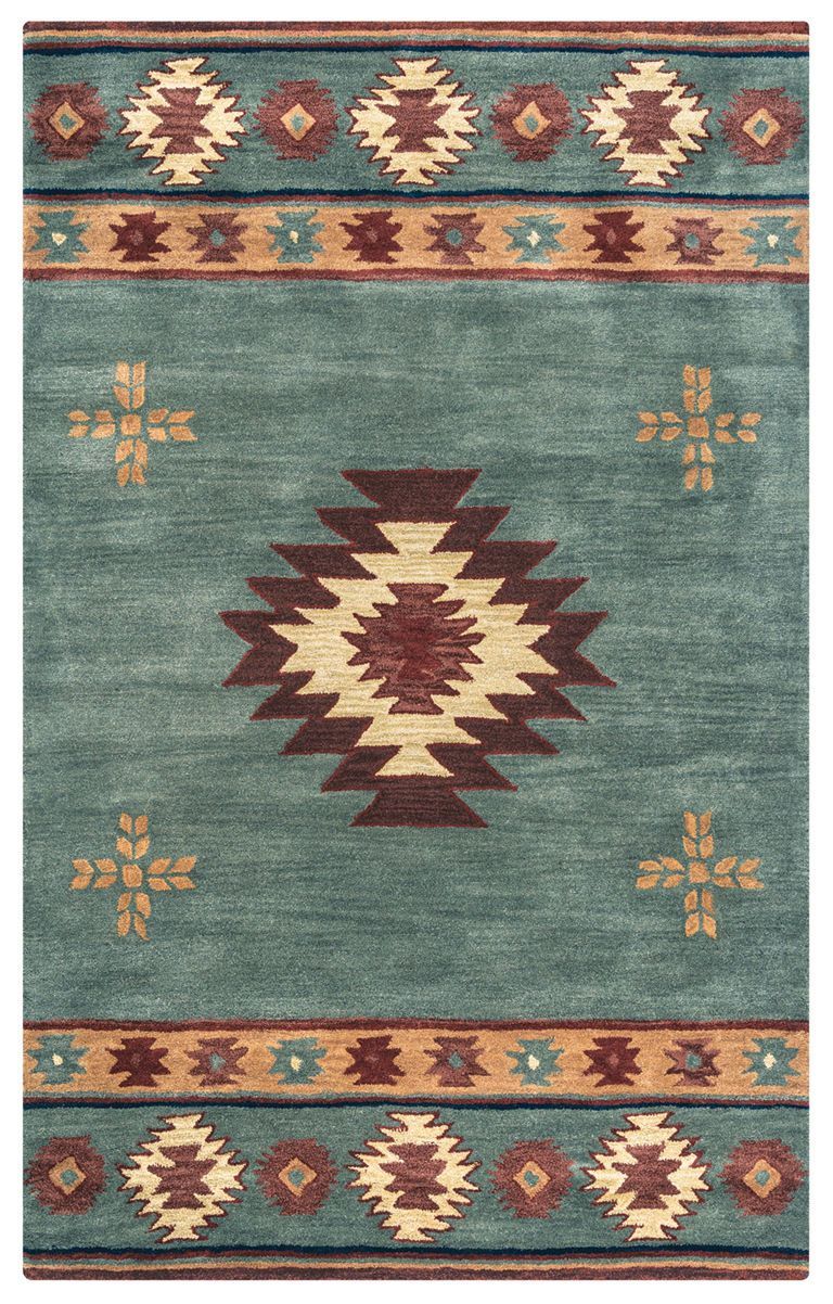 Rizzy Home Area Rugs Southwest Area Rugs SU-2008 Green Hand Tufted 100% Wool From India