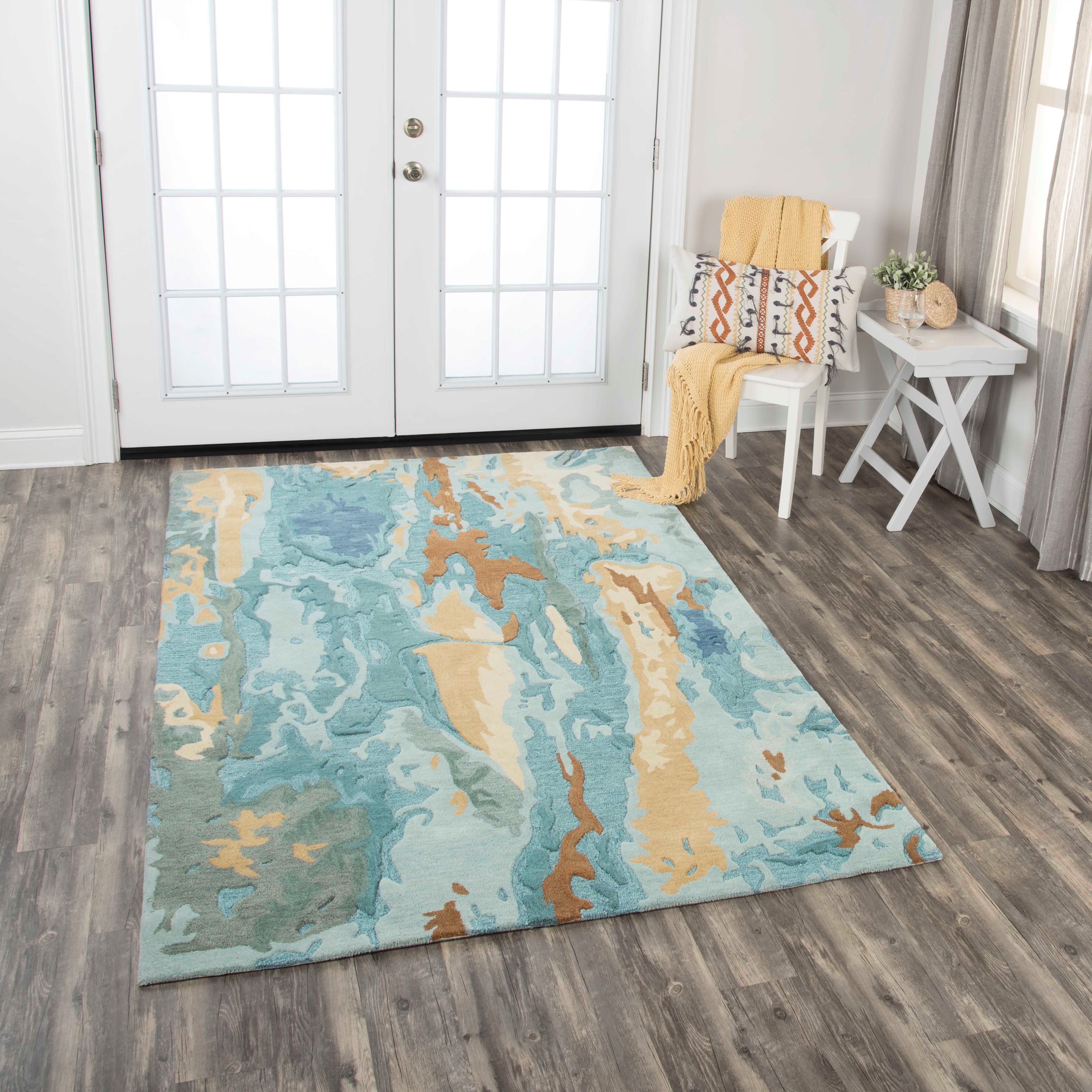 Vogue Area Rugs VOG102 Blue Wool Contemporary Design in 5 Sizes