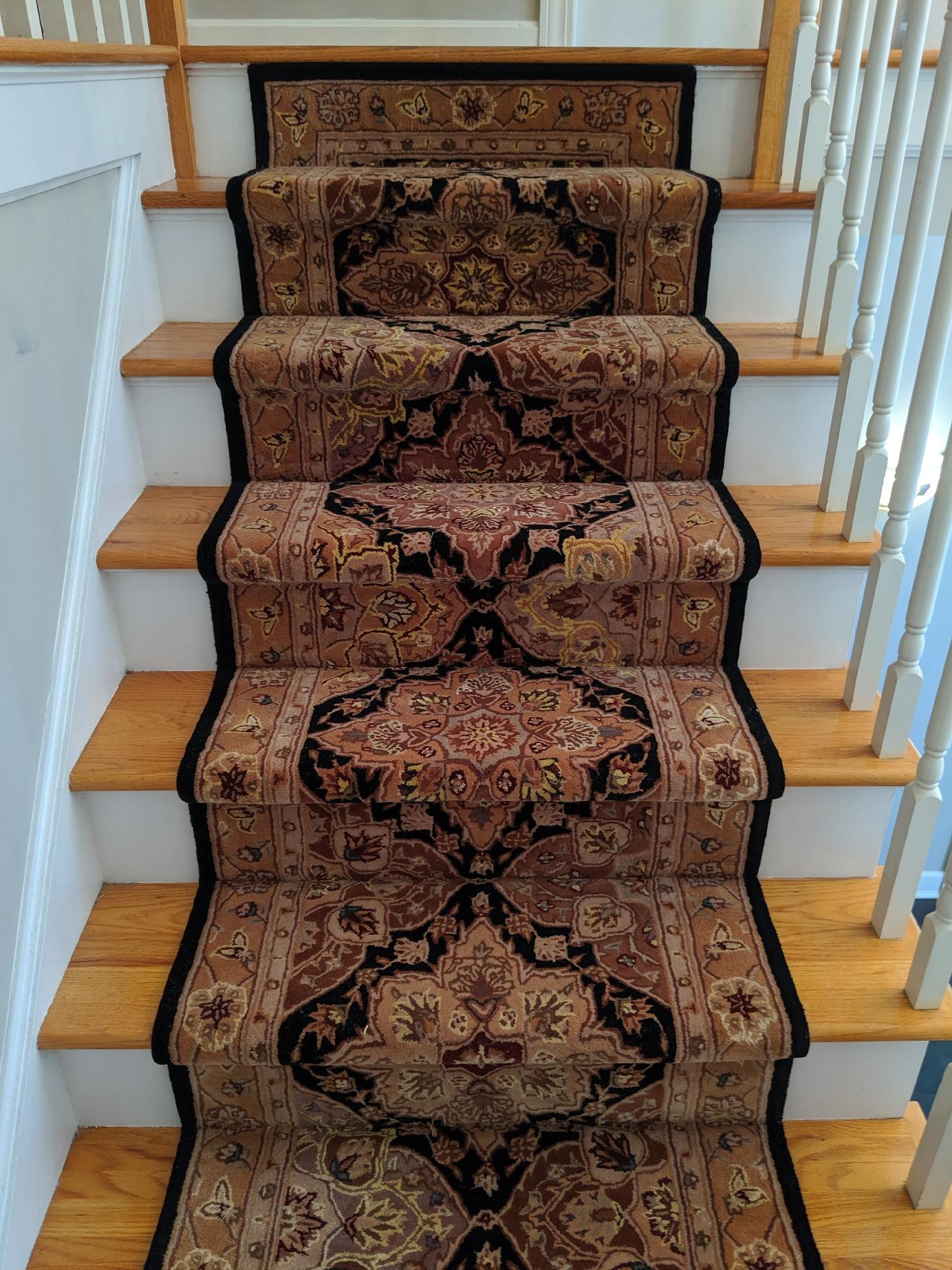 Nourison 2000 Black Stair Runner Custom Installation