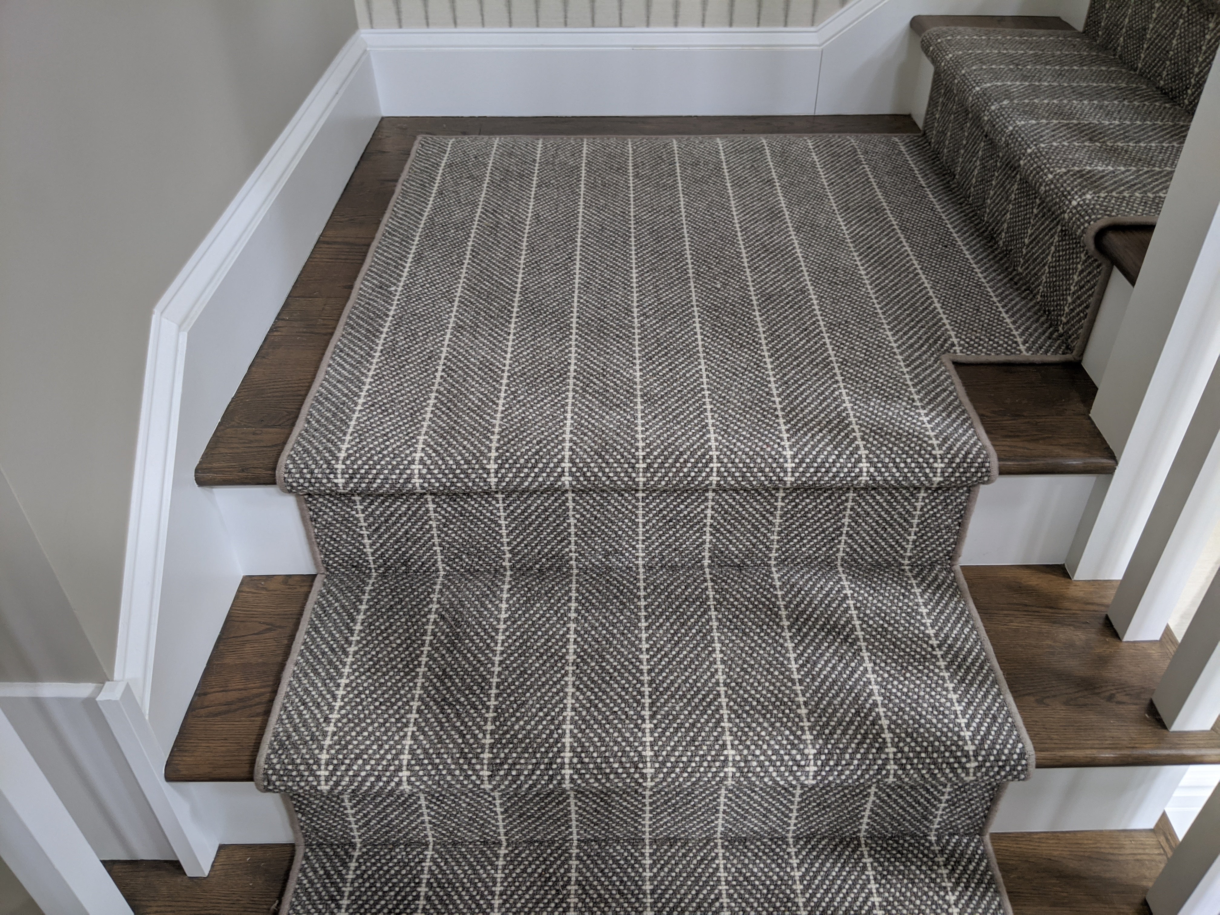 Addington Dark Grey Stair Runner Serged on sides for great finish.