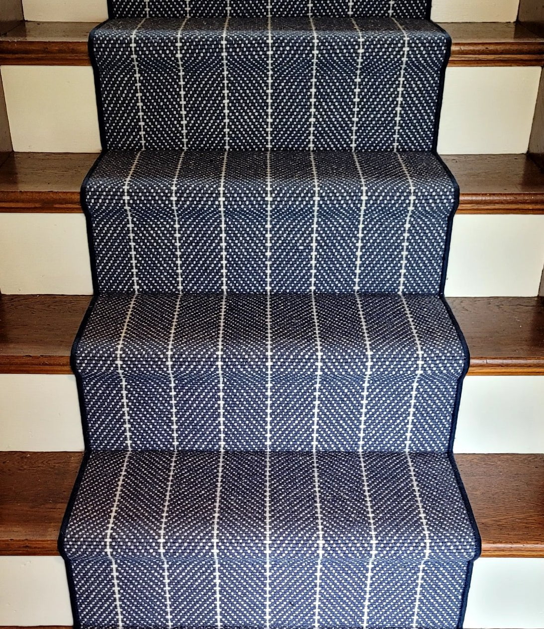 Couristan Stair Runners Addington 6251-0003 Blue Herringbone Wool Assorted Products