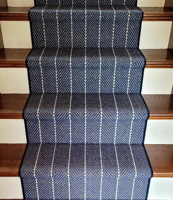 Couristan Stair Runners Addington 6251-0003 Blue Herringbone Wool Assorted Products