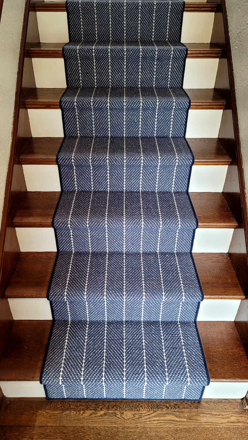 Couristan Stair Runners Addington 6251-0003 Blue Herringbone Wool Assorted Products