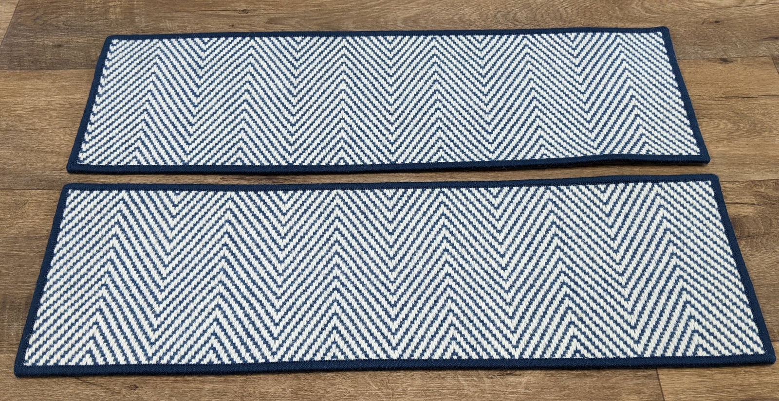 Herringbone Wool Stair Treads in Navy 4 Sizes 26in-30in-36in-41Inches