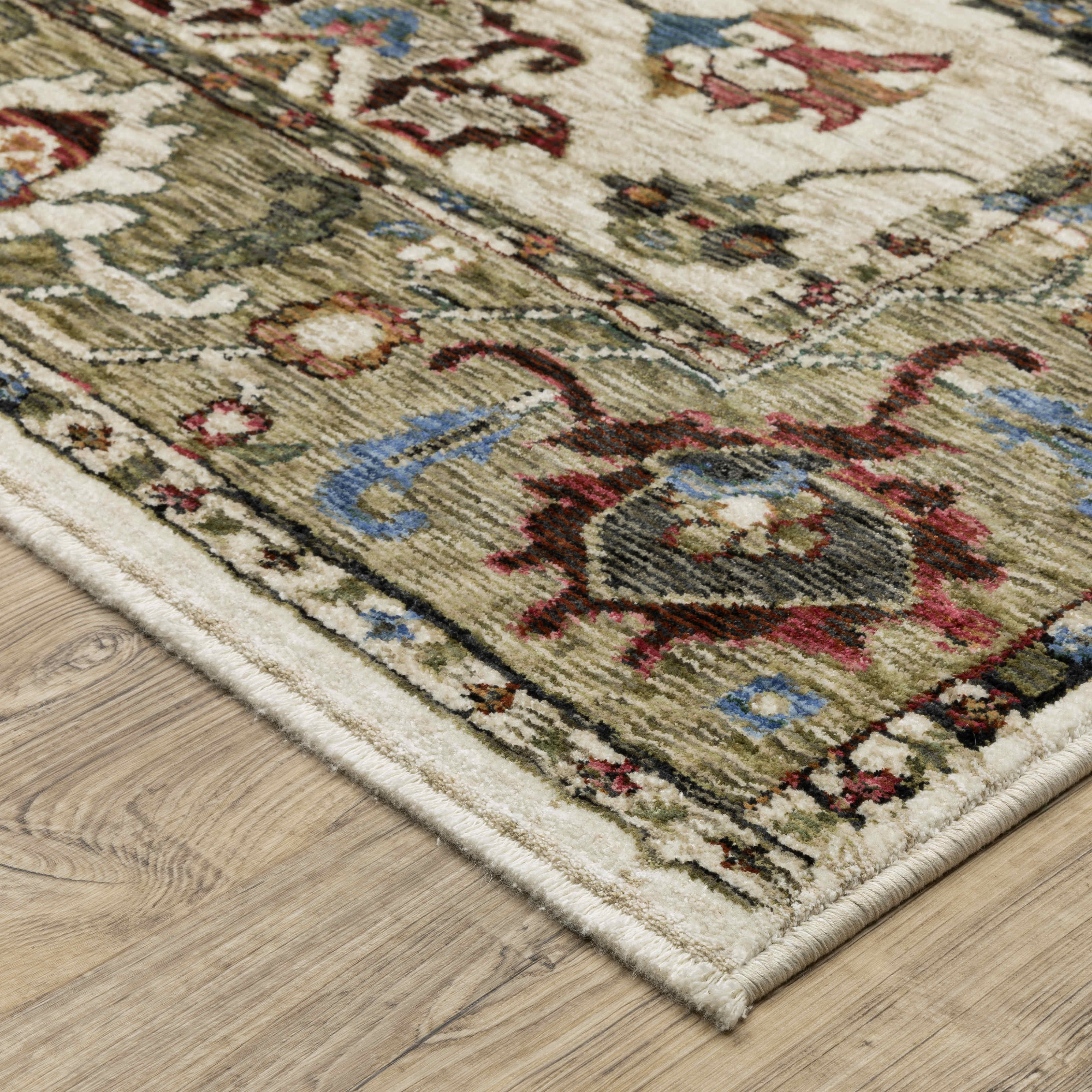 Oriental Weavers Area Rugs Hastings Area Rugs HA03w Ivory-Green in Many Sizes