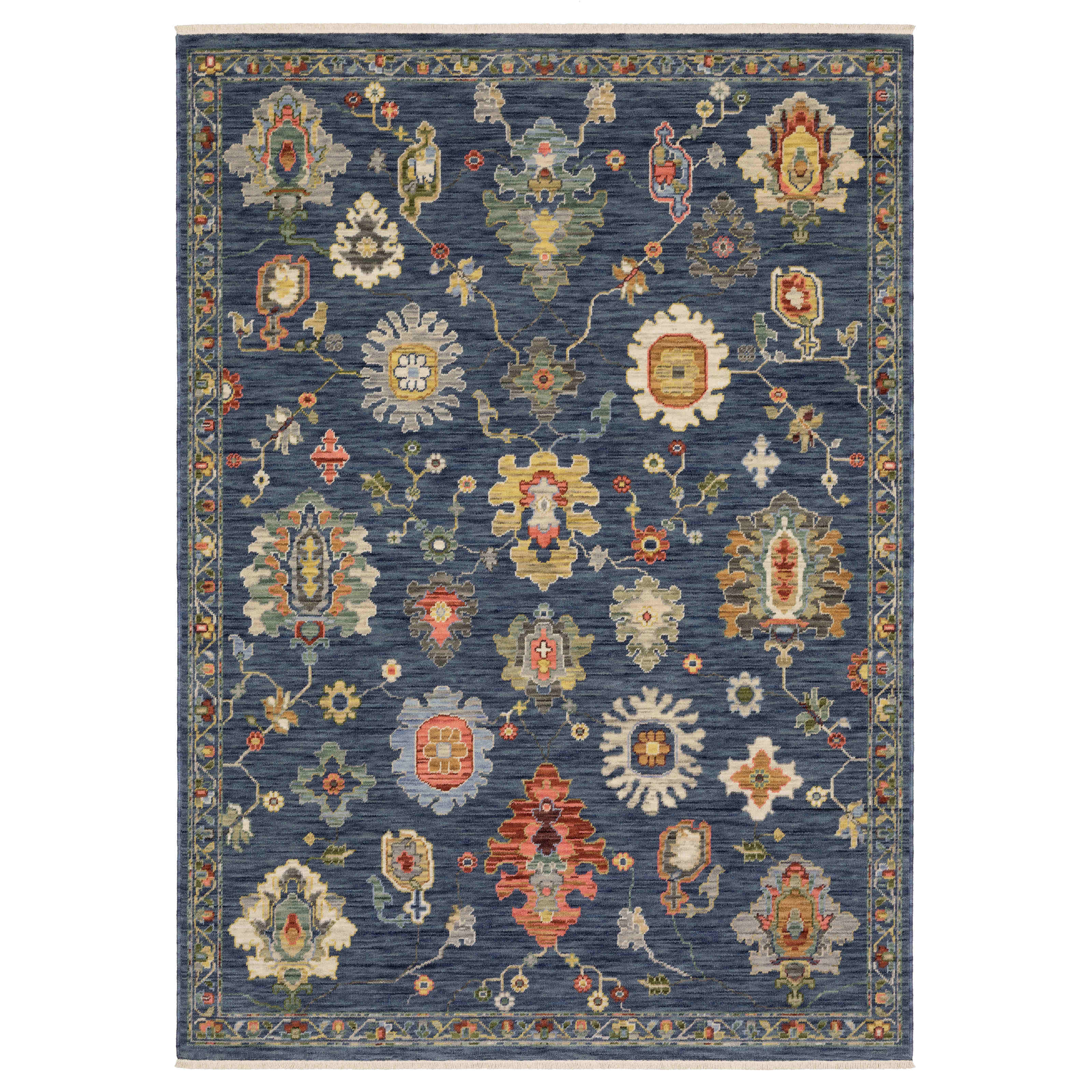 Lucca Area Rugs 2863b Navy Oushak Wool-Nylon In 8 Sizes By OW Rugs