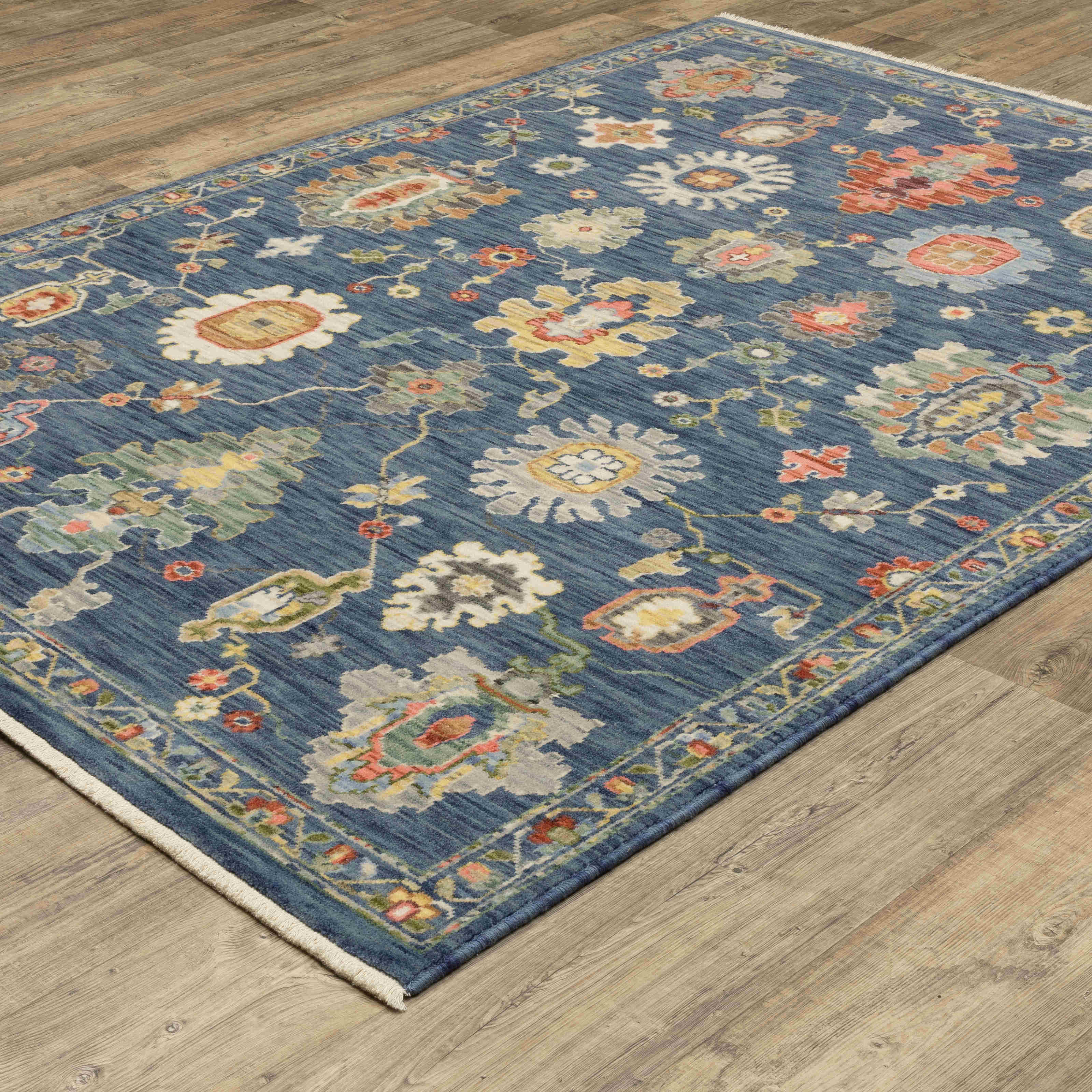 Lucca Area Rugs 2863b Navy Oushak Wool-Nylon In 8 Sizes By OW Rugs