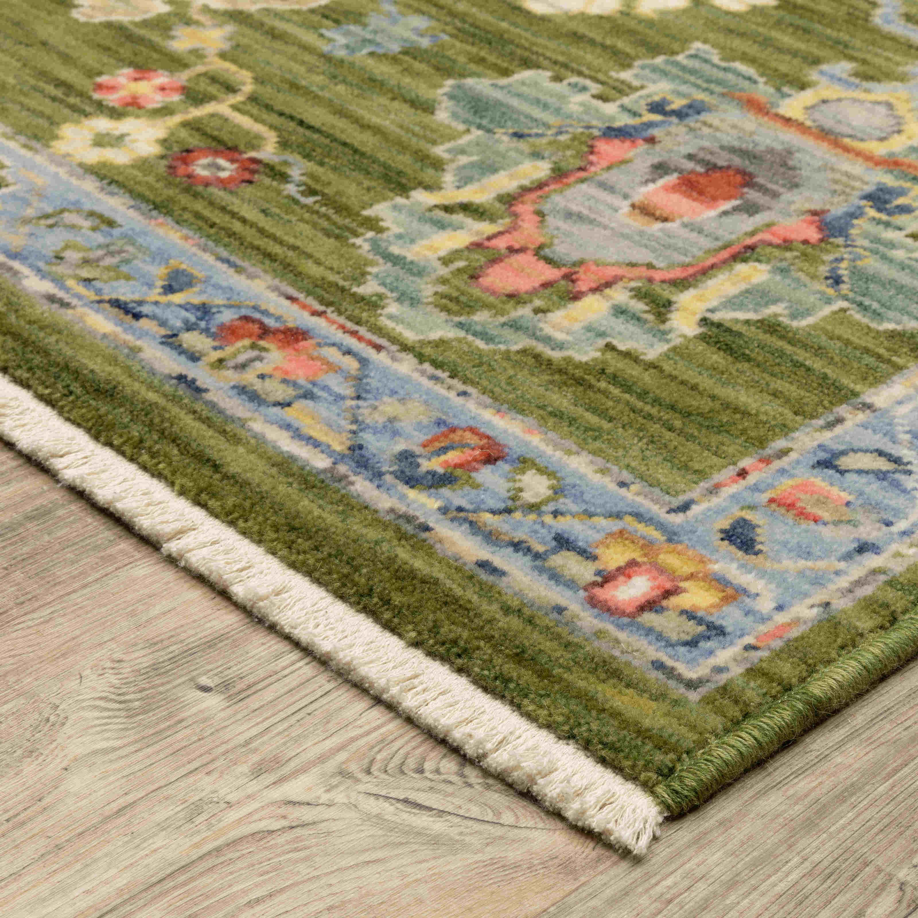 Lucca Area Rugs 2863e Green Oushak Wool-Nylon In 8 Sizes By OW Rugs