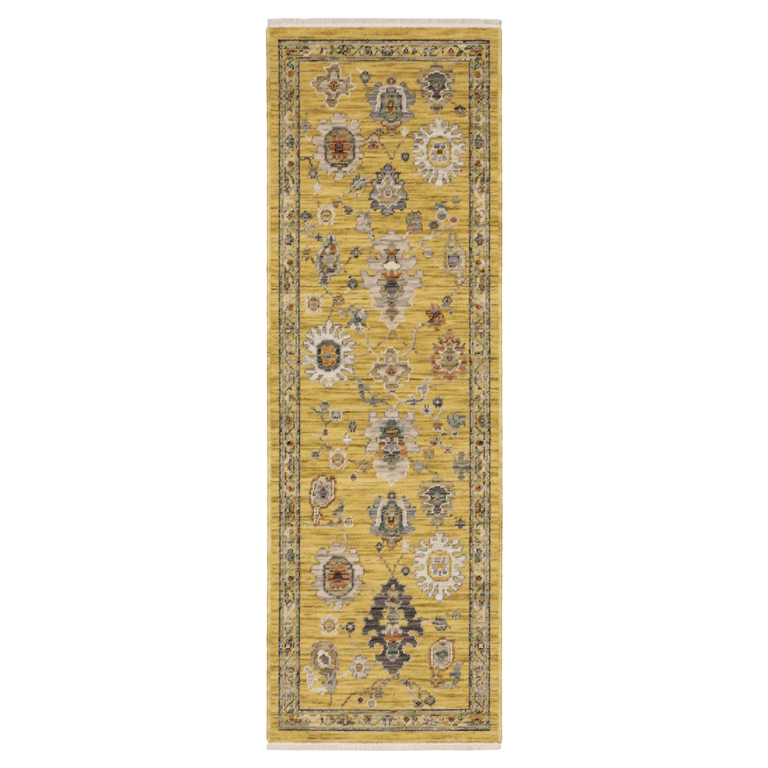 Lucca Area Rugs 2863g Yellow Oushak Wool-Nylon In 8 Sizes By OW Rugs