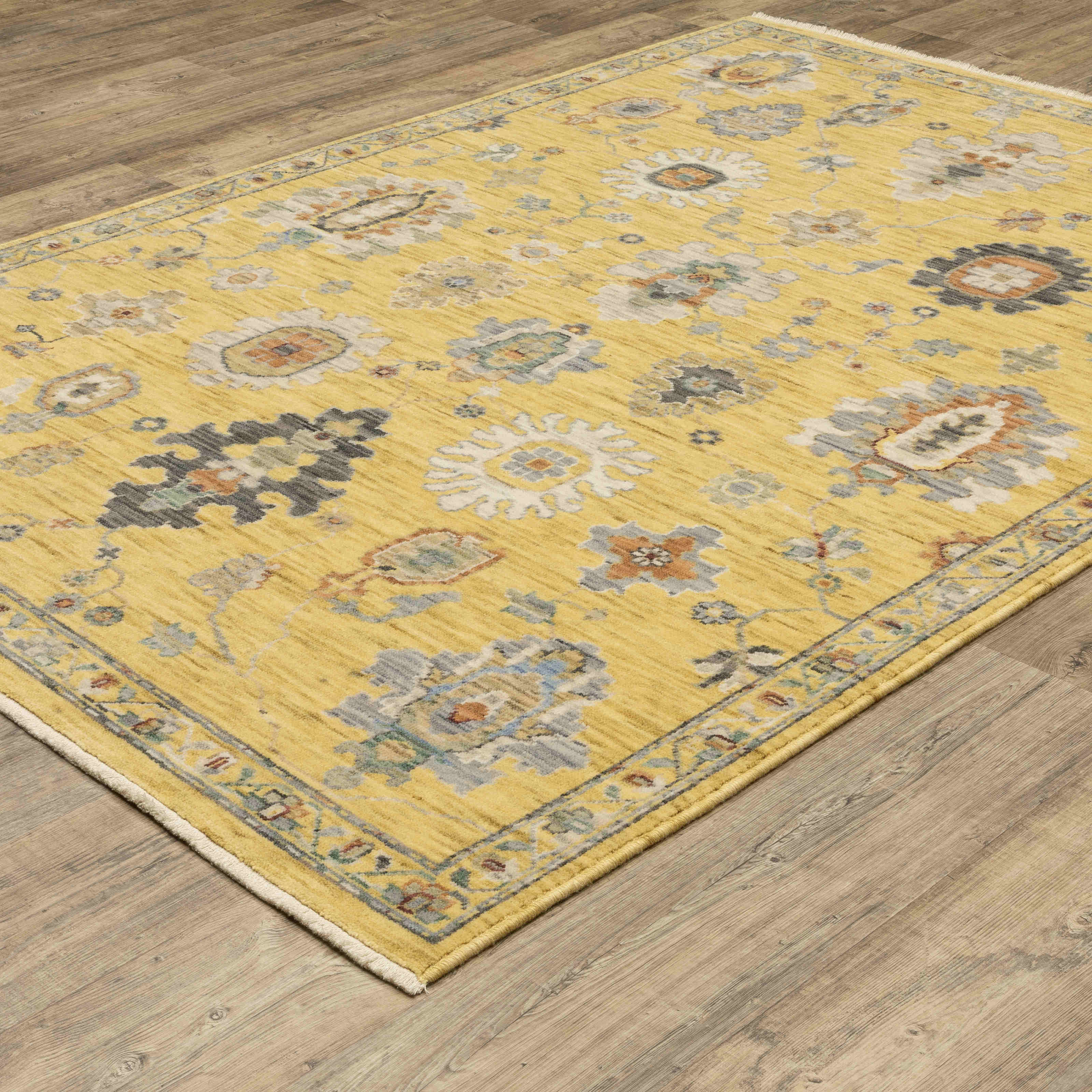 Oriental Weavers Area Rugs Lucca Area Rugs 2863g Oushak Yellow Wool-Nylon Blend In 8 Sizes