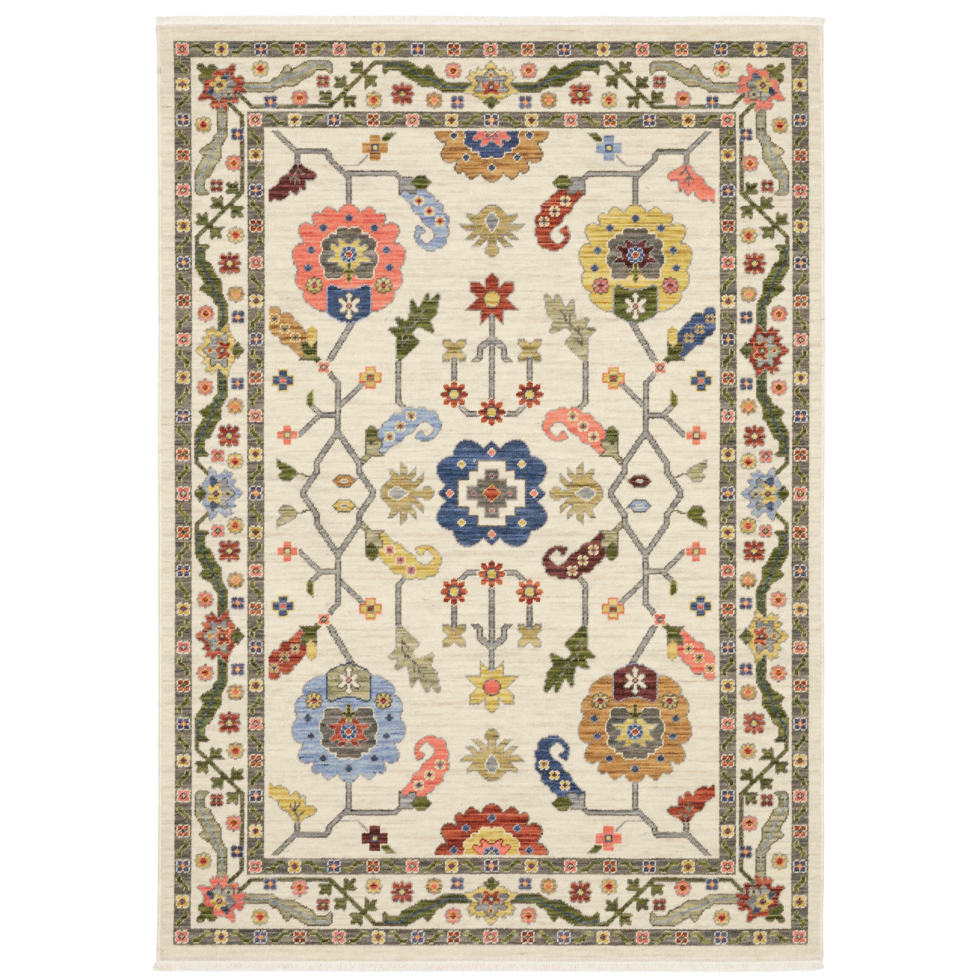 Oriental Weavers Area Rugs Lucca Area Rugs 5506w Oushak Ivory Wool-Nylon Blend In 8 Sizes