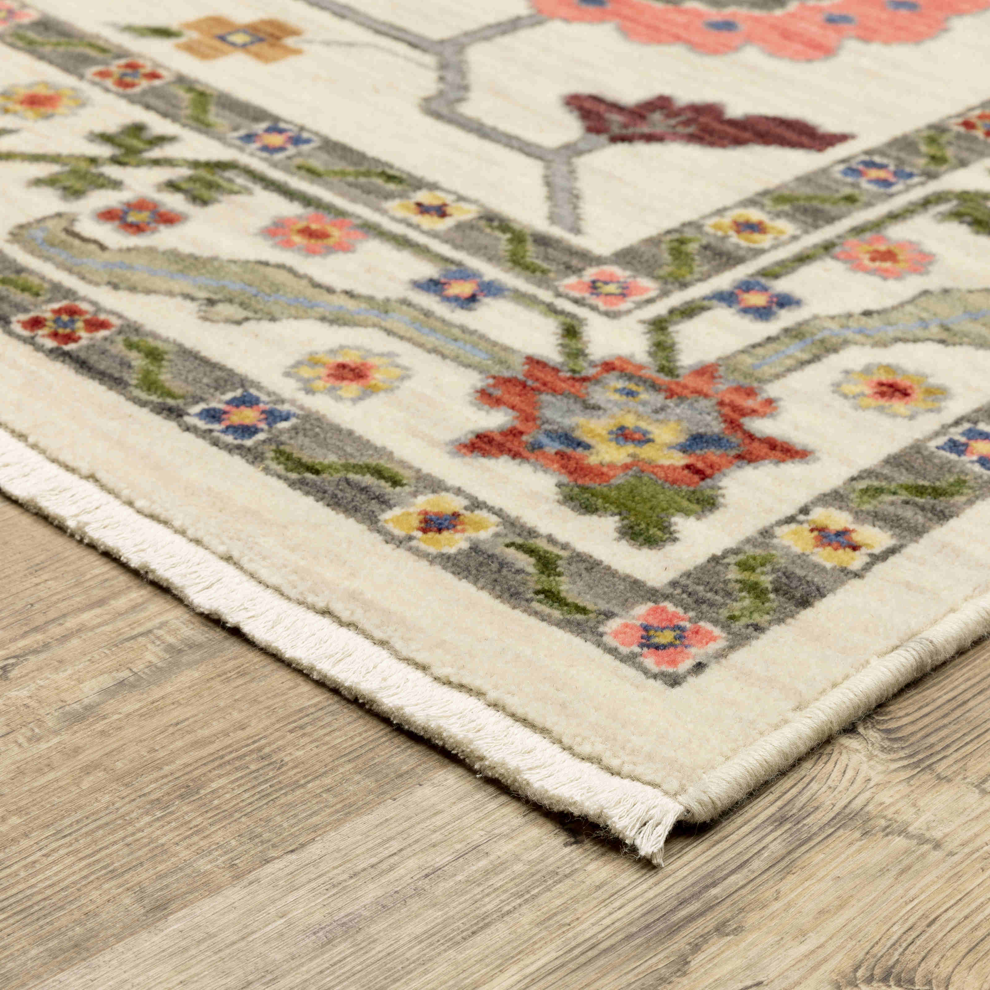 Oriental Weavers Area Rugs Lucca Area Rugs 5506w Oushak Ivory Wool-Nylon Blend In 8 Sizes
